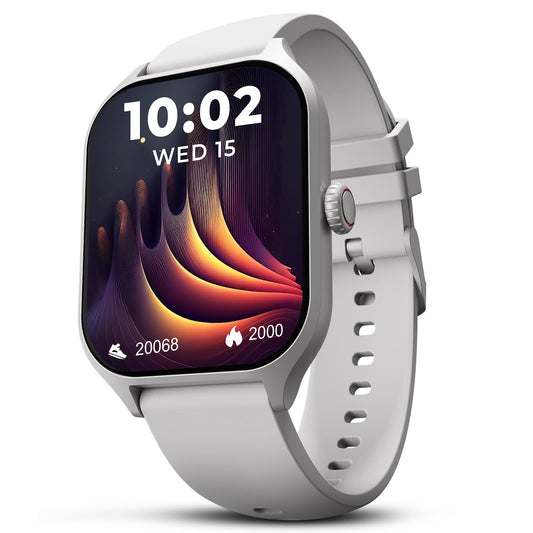 beatXP Marv Raze 1.96" Display, Advanced Bluetooth Calling Smart Watch, Smart AI Voice Assistant, 60 Hz Refresh Rate, Health, SpO2 & Stress Monitoring, Fast Charging (Silver)