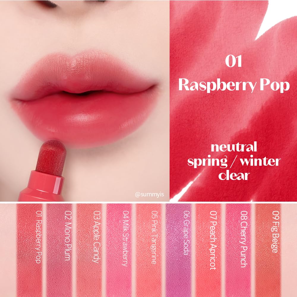 ETUDE Dear Darling Marker Tint| Hydrating & Long Lasting Lip Stain | High Pigmented Lip Maker with Easy Drawing Tip | Korean Lip Tint, Korean Makeup, Kbeauty, 01 Raspberry Pop- 3.5g
