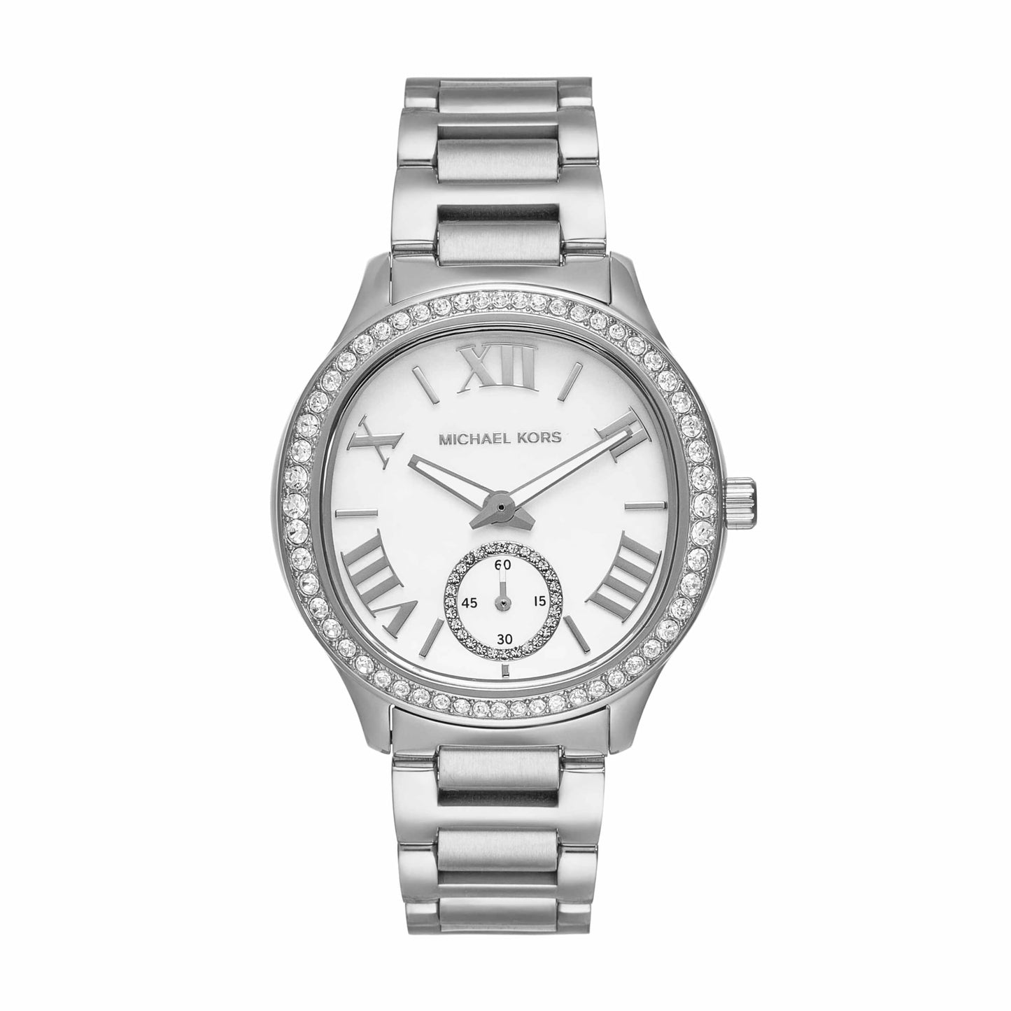 Michael Kors Stainless Steel Analog White Dial Women Watch-Mk4807, Silver Band
