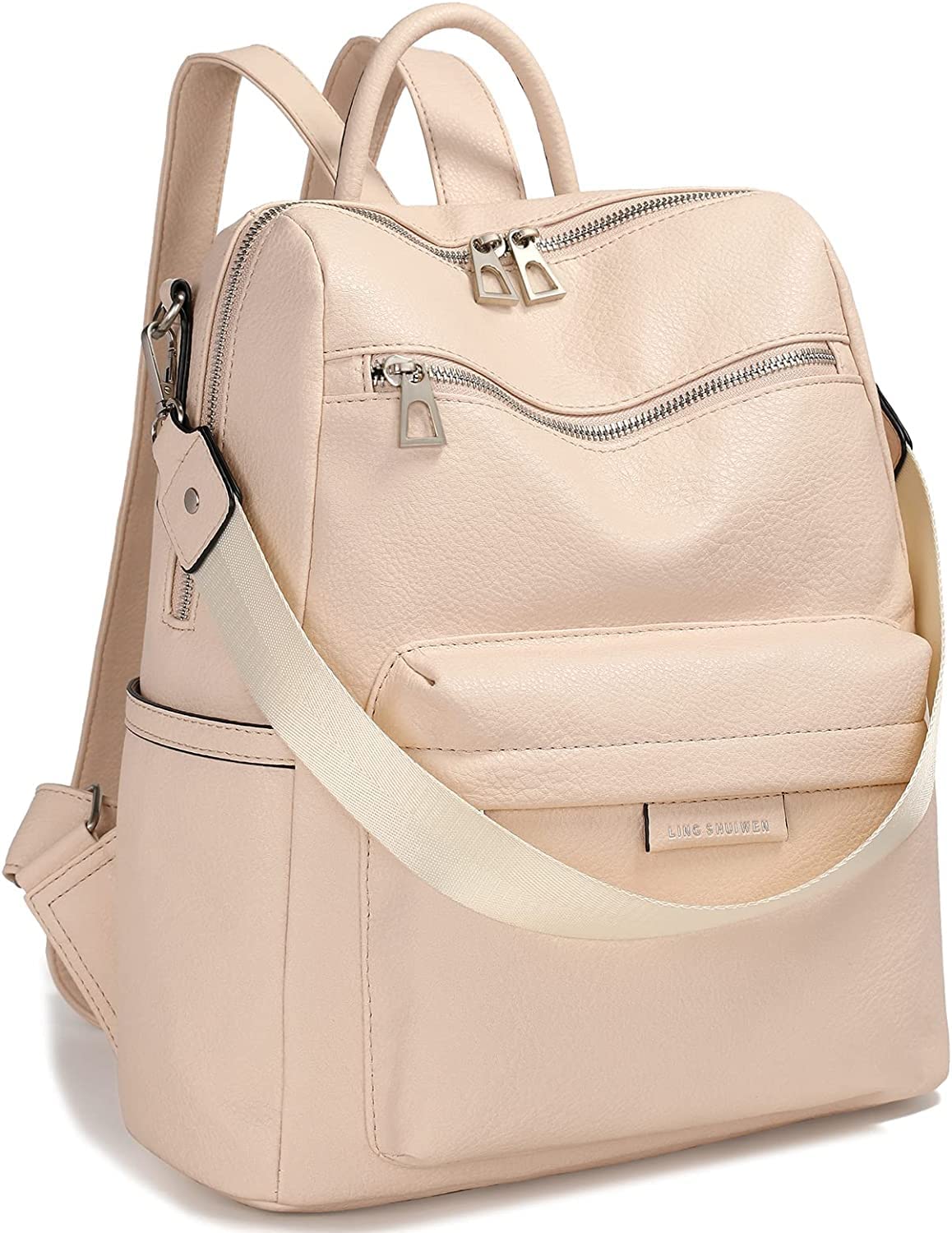 MomsyStore Leatherette Backpacks For Girls and Women For Daily Travel And Offices (CreamL)