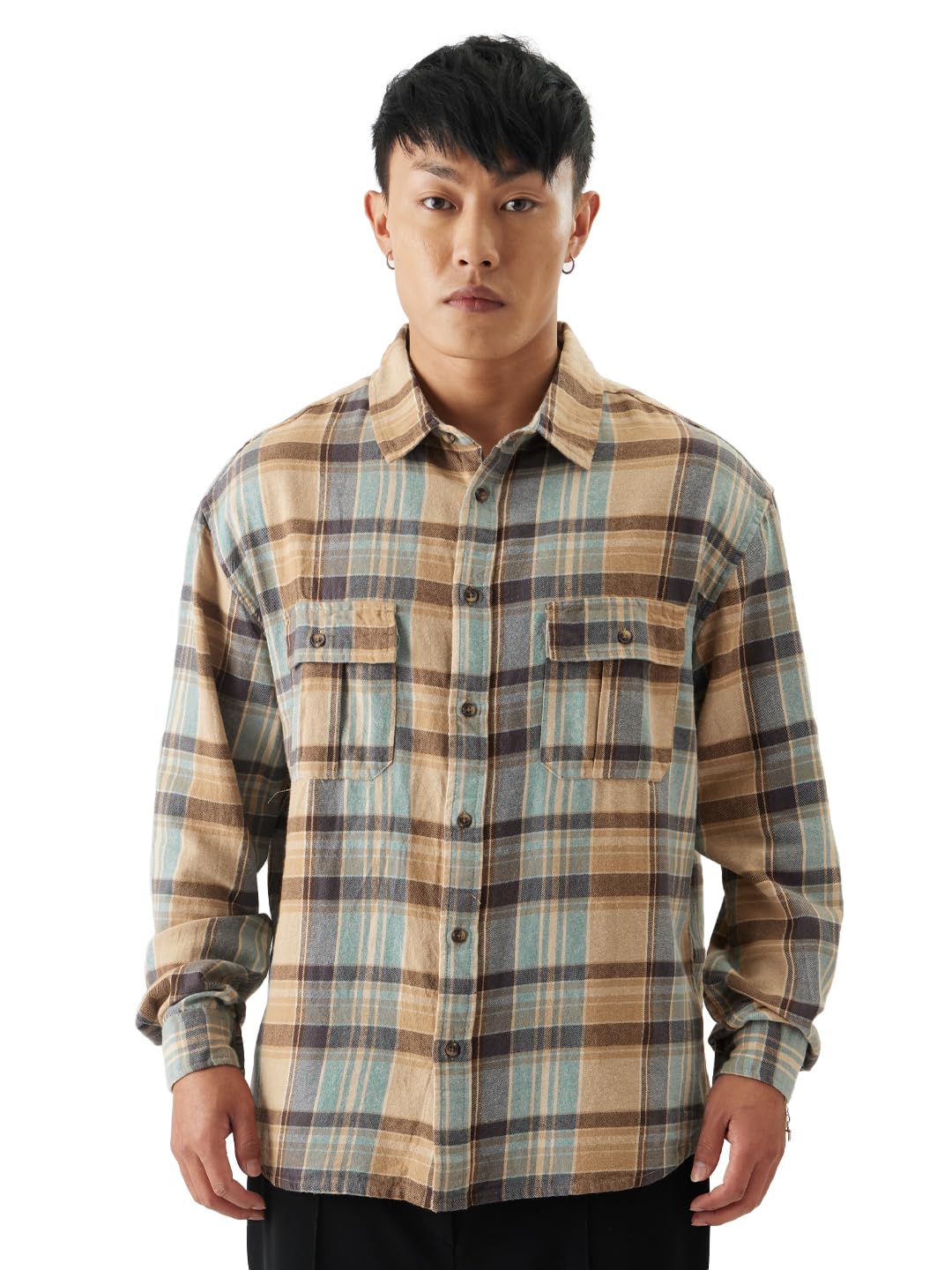 The Souled Store Plaid: Seaport Men and Boys Long Sleeve Button Front Regular Fit Utility Shirts
