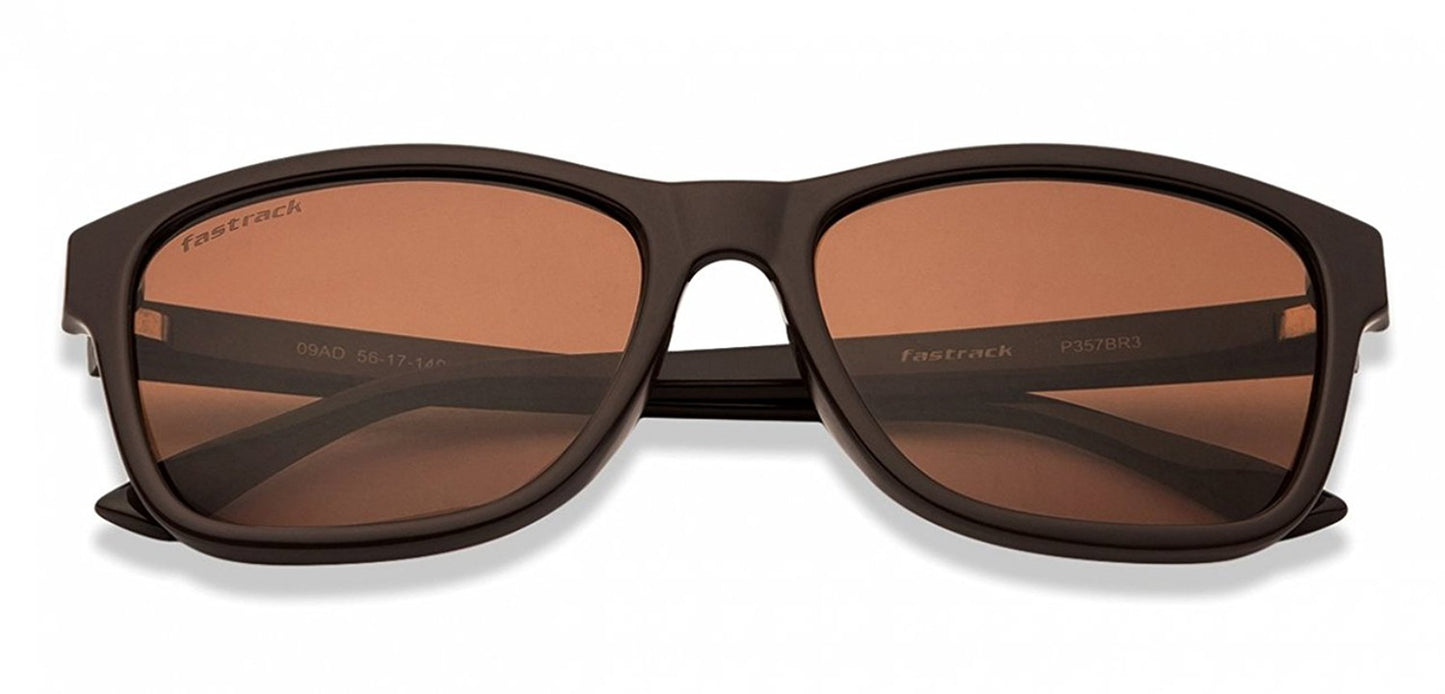 Fastrack UV Protected Square Polycarbonate Men's Sunglasses (P357BR3|41 mm |Brown)