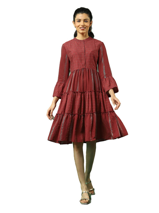 Aarke Ritu Kumar Women's Maxi Dress SDRVNX07N30436836-MAROON-L Red