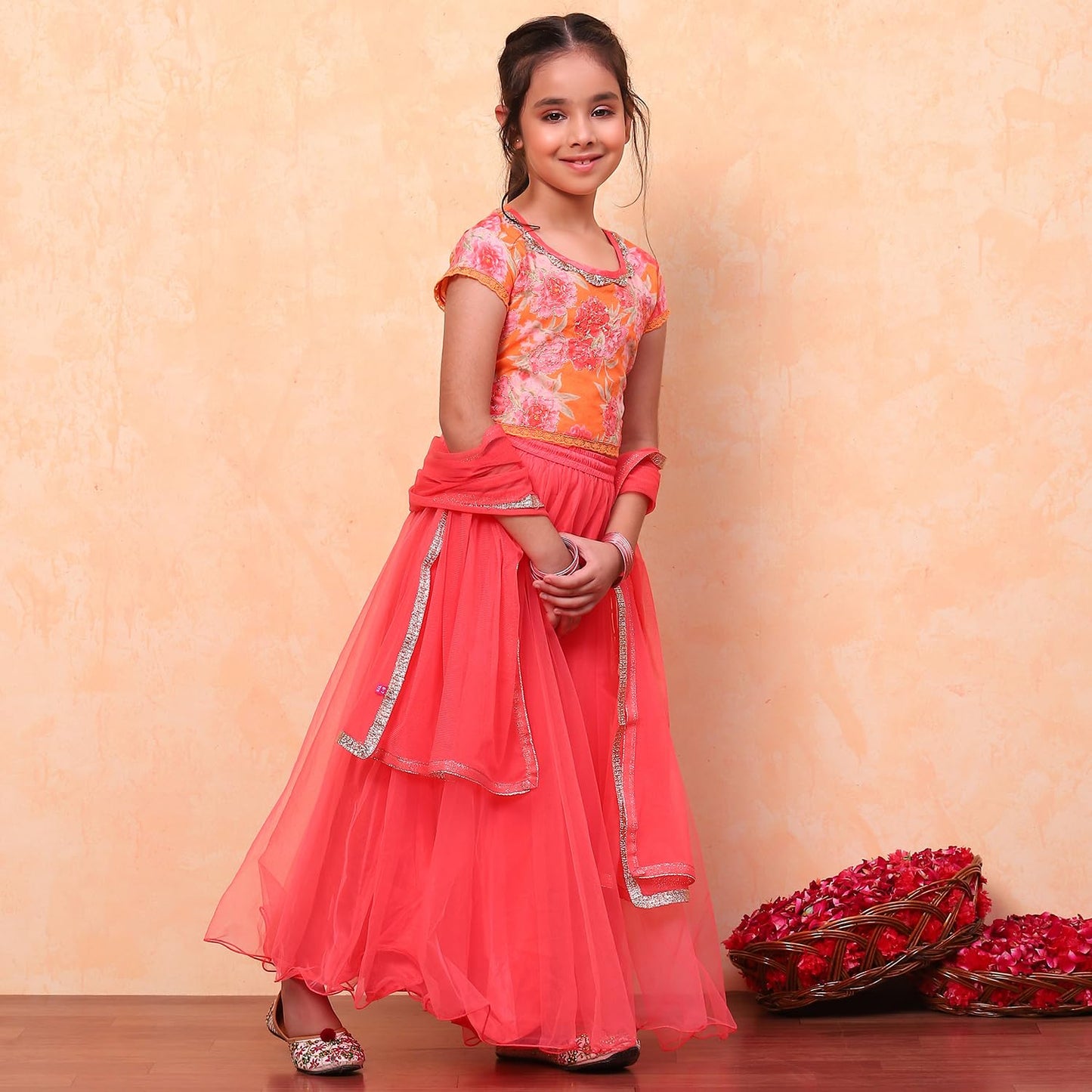 Biba Girl's Cotton Lehenga Choli Set (KW4984EAW24ORANGE10 Years-11 Years)