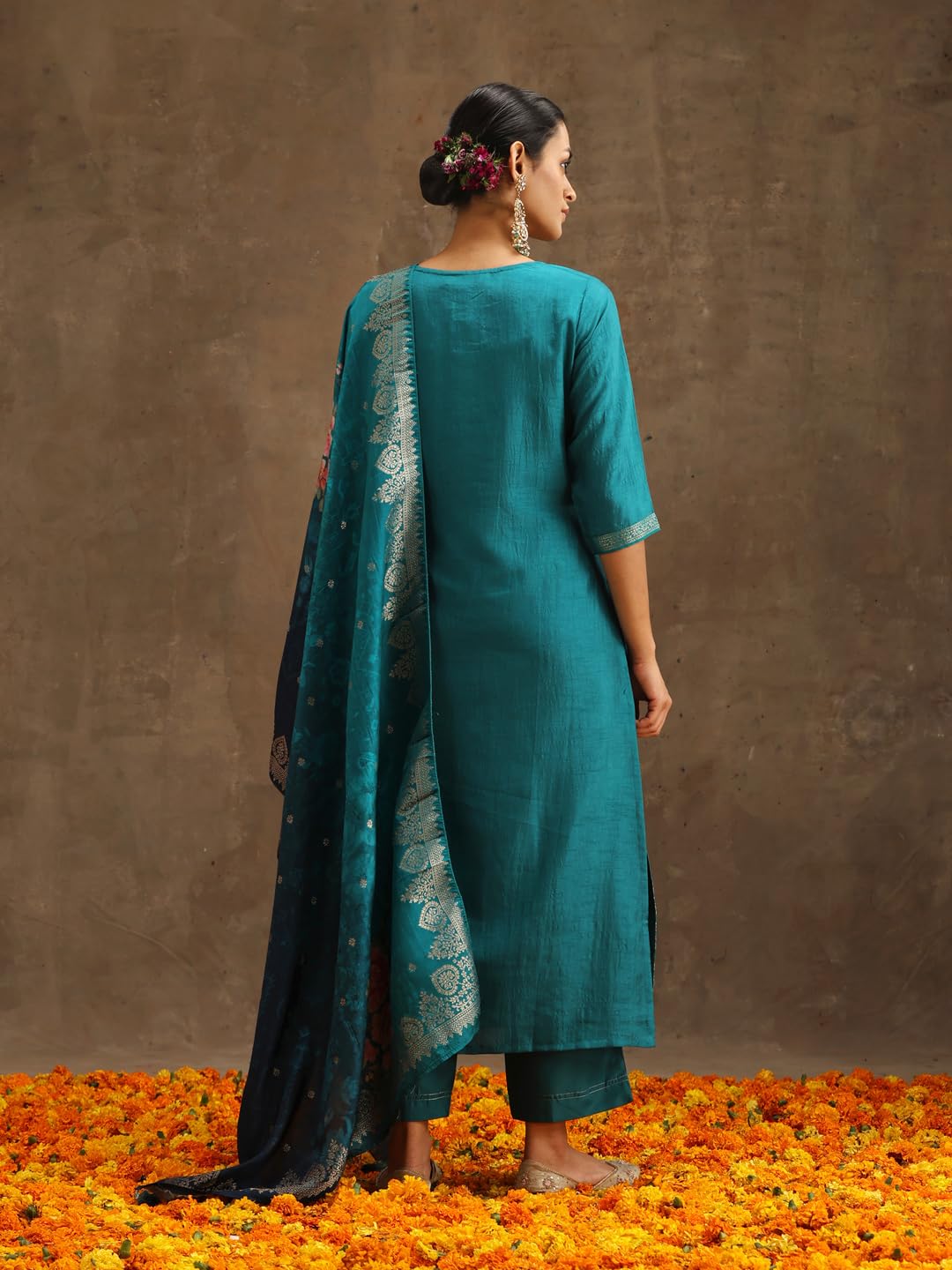 Libas Women's Silk Kurta Sets (38037O_Green