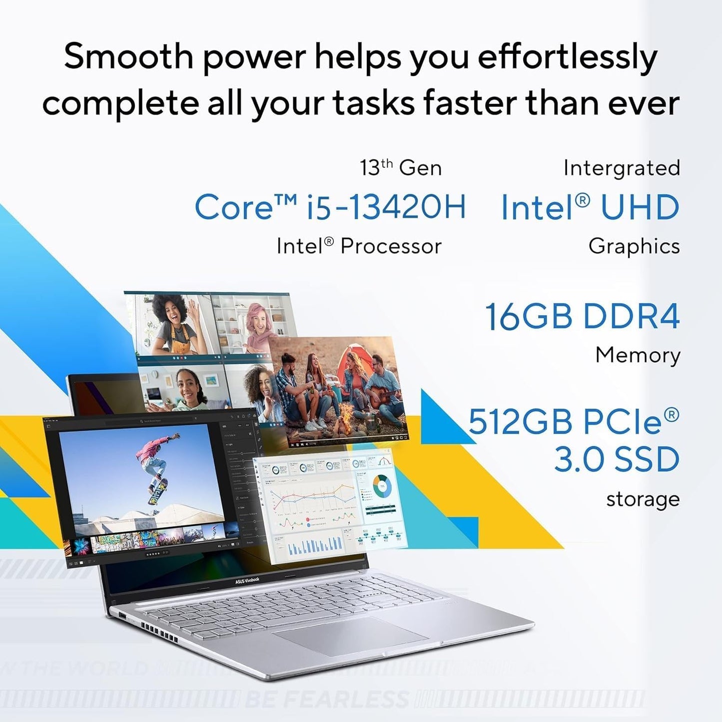 ASUS Vivobook 16, 16" FHD (1920 x 1200) OLED,Intel Core i5-13420H Processor,(16GB RAM/512GB SSD/Win 11/M365 Basic (1Year)*/Backlit Keyboard/Office Home 2024/Silver/1.88 kg),X1605VA-SH1952WS