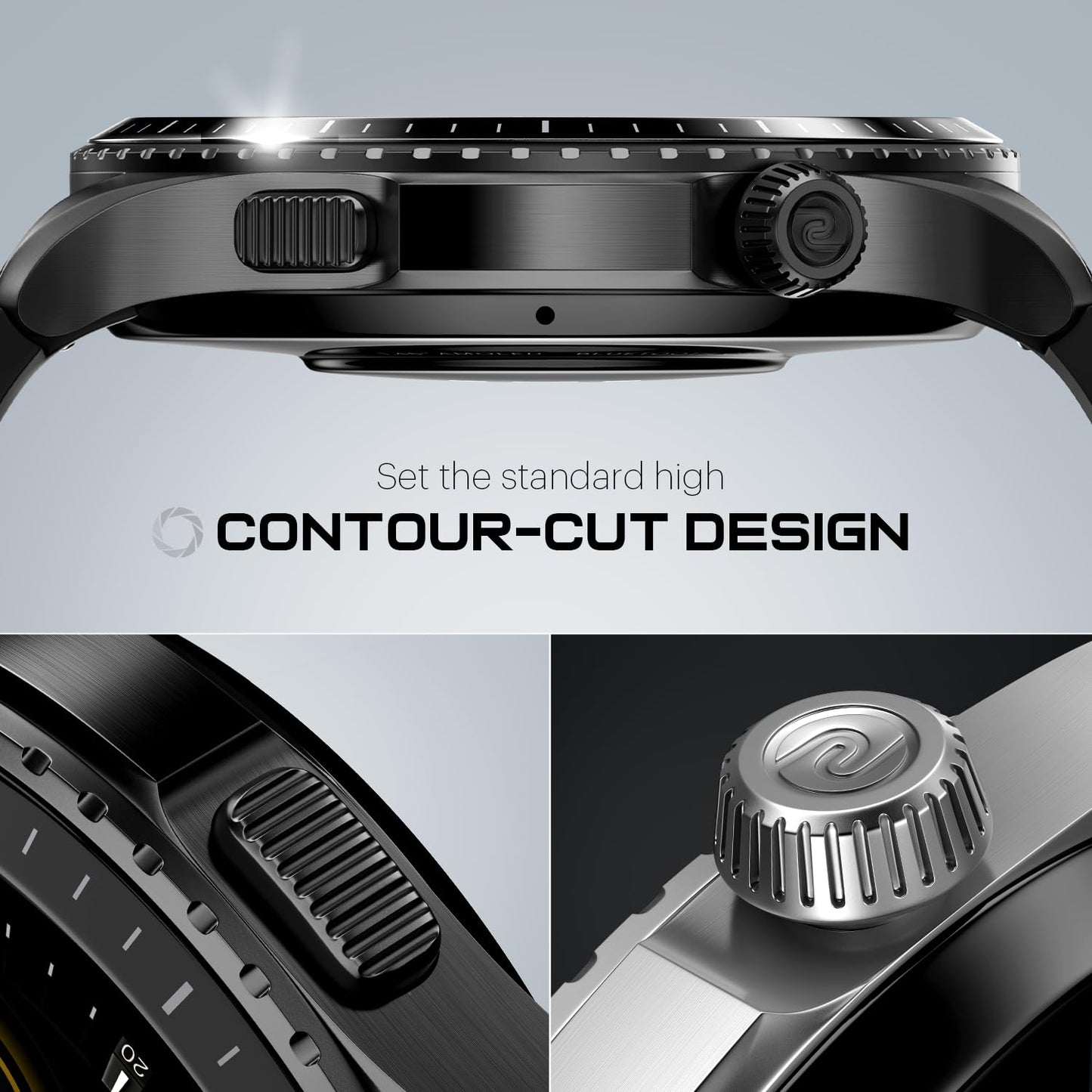 Noise Origin Smart Watch Smoothest UI Experience (New Nebula UI) & EN 1 Processor, 1.46” ApexVision AMOLED Display, Stainless Steel, Contour-Cut Design, Fitness Age, Fast Charging (Jet Black)