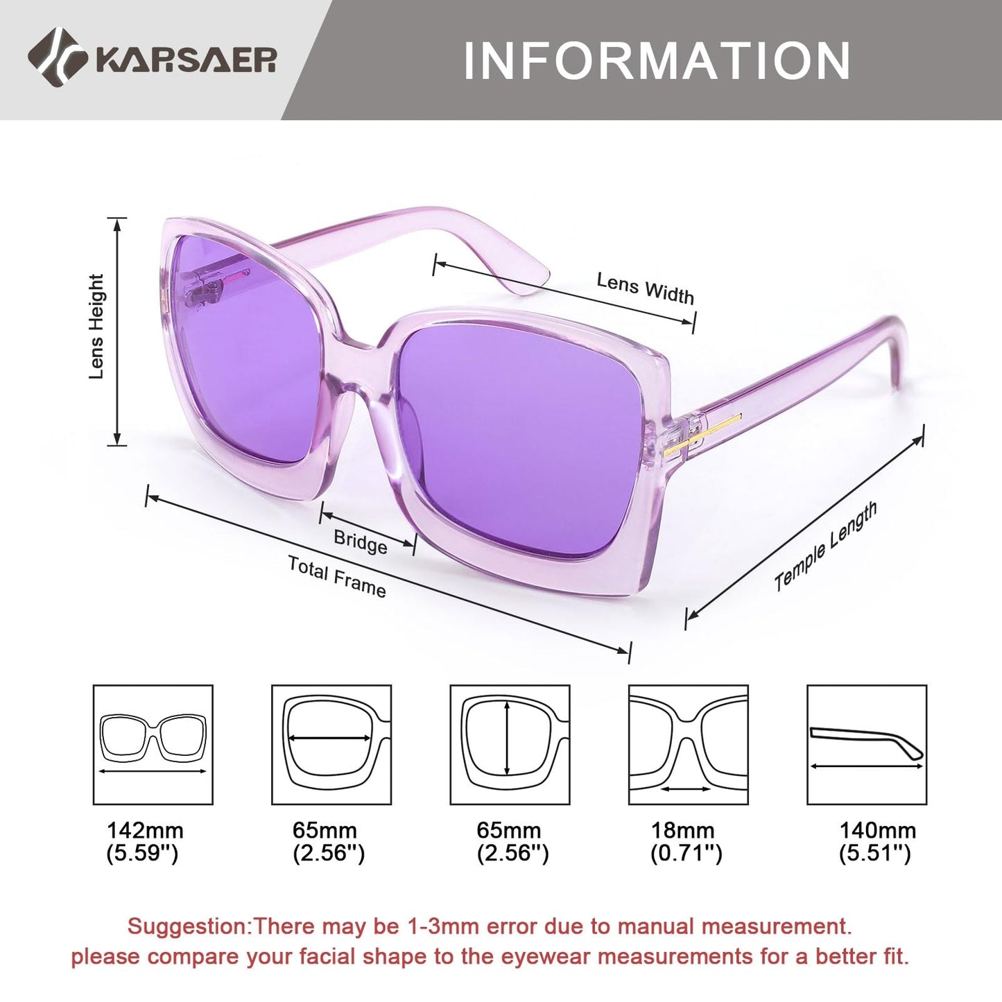 Karsaer Oversized Retro Square Round Women Sunglasses Large Frame Vintage Women Shades K7075