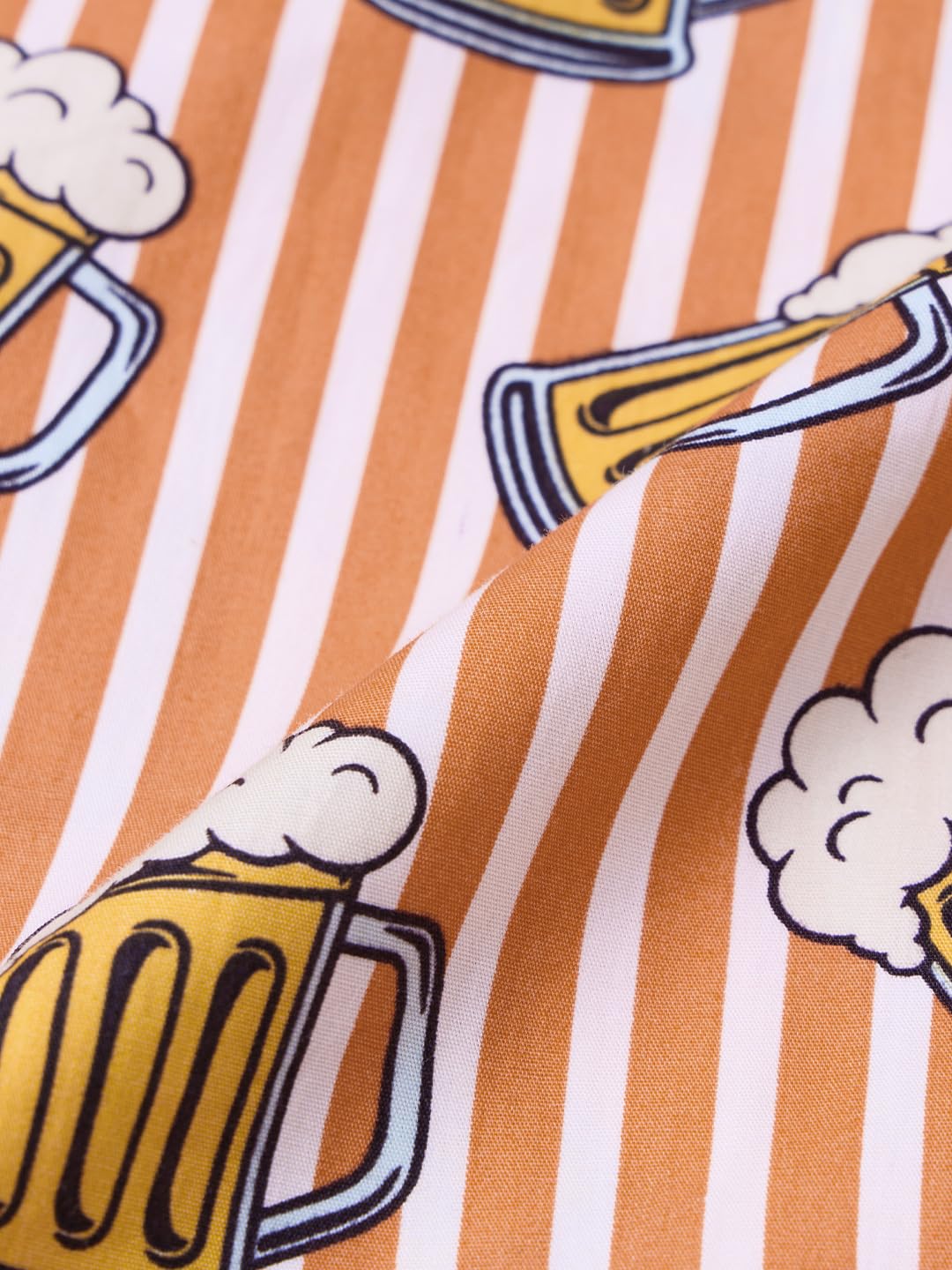 The Souled Store Beer Mug Men and Boys Elastic Waistband Orange and White All-Over Print Cotton Regular Fit Lightweight Sleepwear Pyjamas