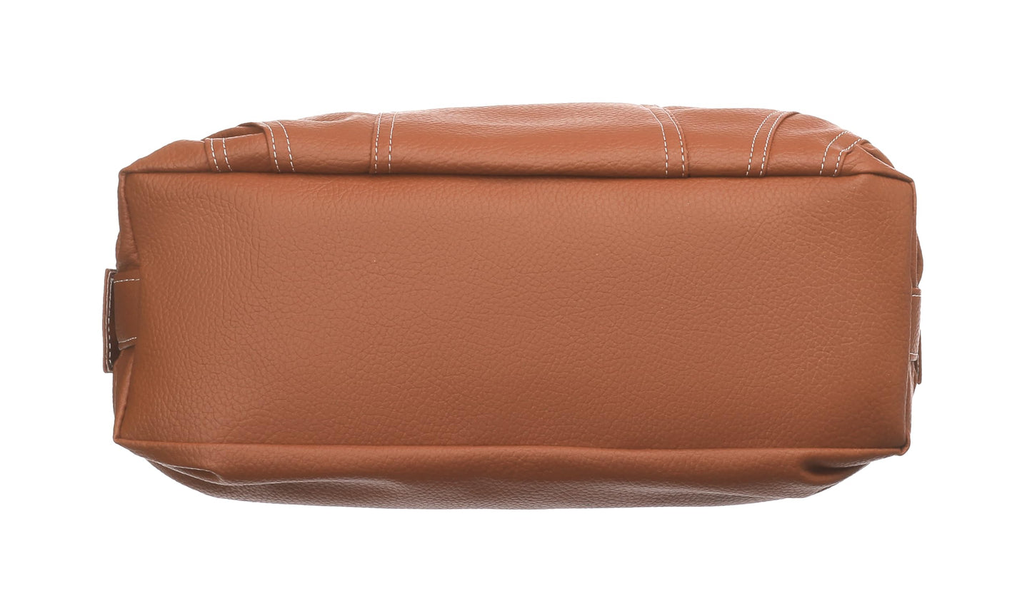 Fostelo Women's Style Diva Satchel Tote Handbag for Women | Tote Bag for Work | Ladies Purse | Stylish Shoulder Bag | Gift For Women | Tan