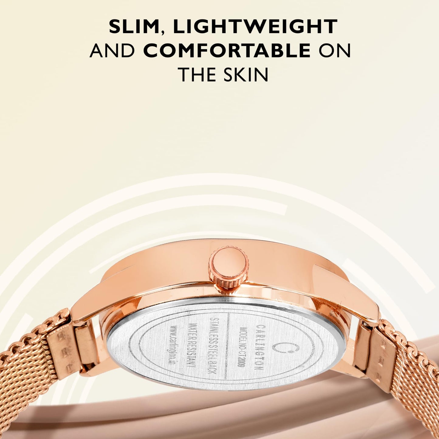 Carlington Womens Analog Ladies Wrist Watch With Mesh Strap-Ct 2009 Rose Gold