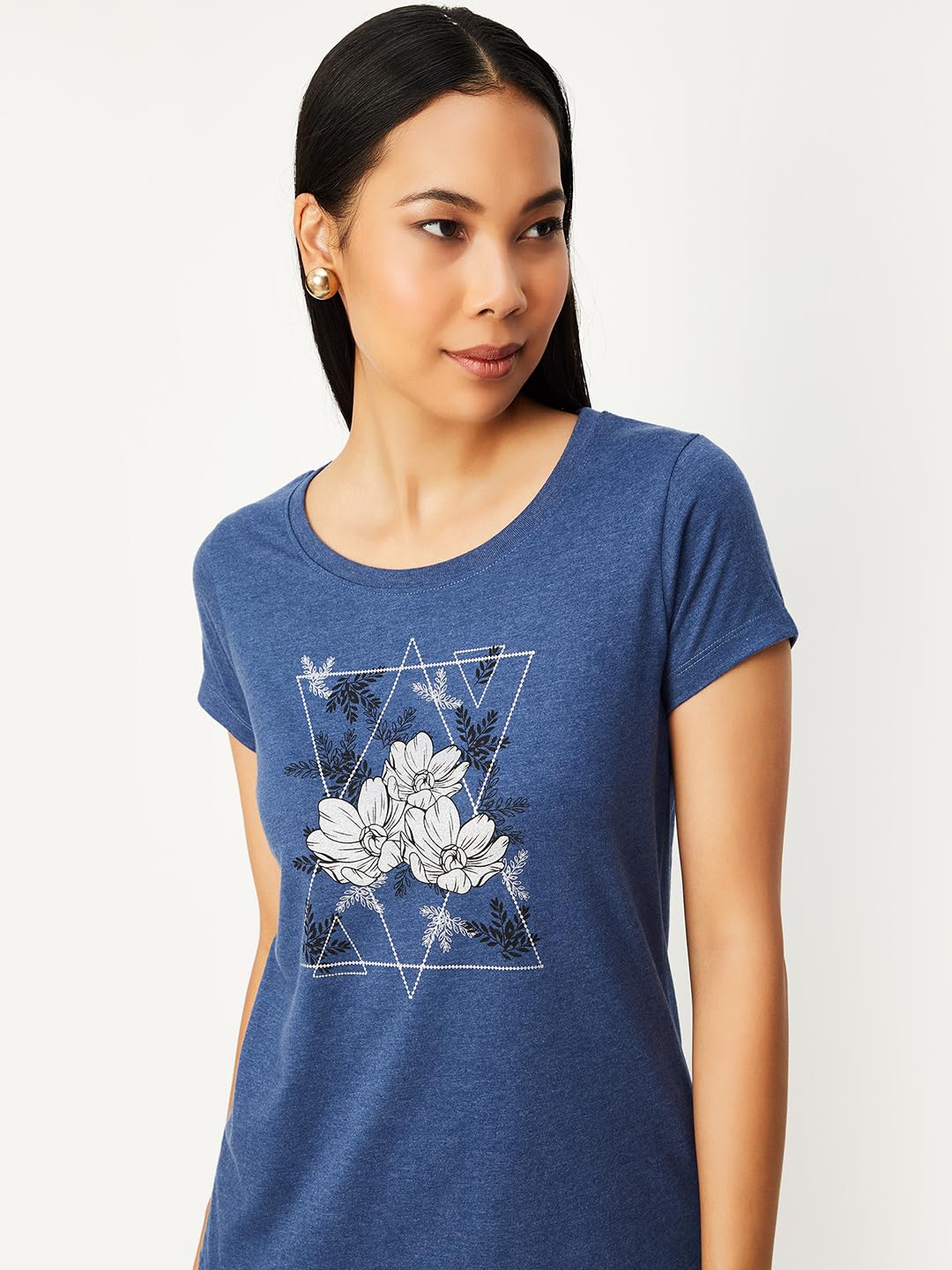 Max Women Graphic Printed T-Shirt (WI23CCP30BLUE)_L