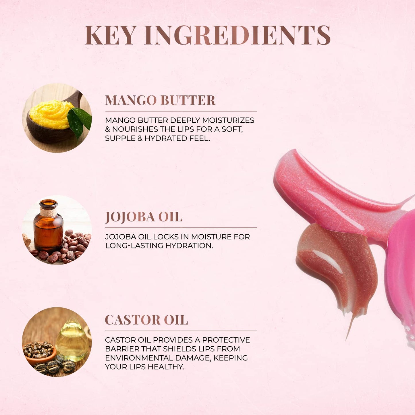 Just Herbs 4 IN 1 Lip Gloss for Women, Serum Infused Non-Sticky Glossy and Hydrating Lip Gloss 4g (Soft Lush)