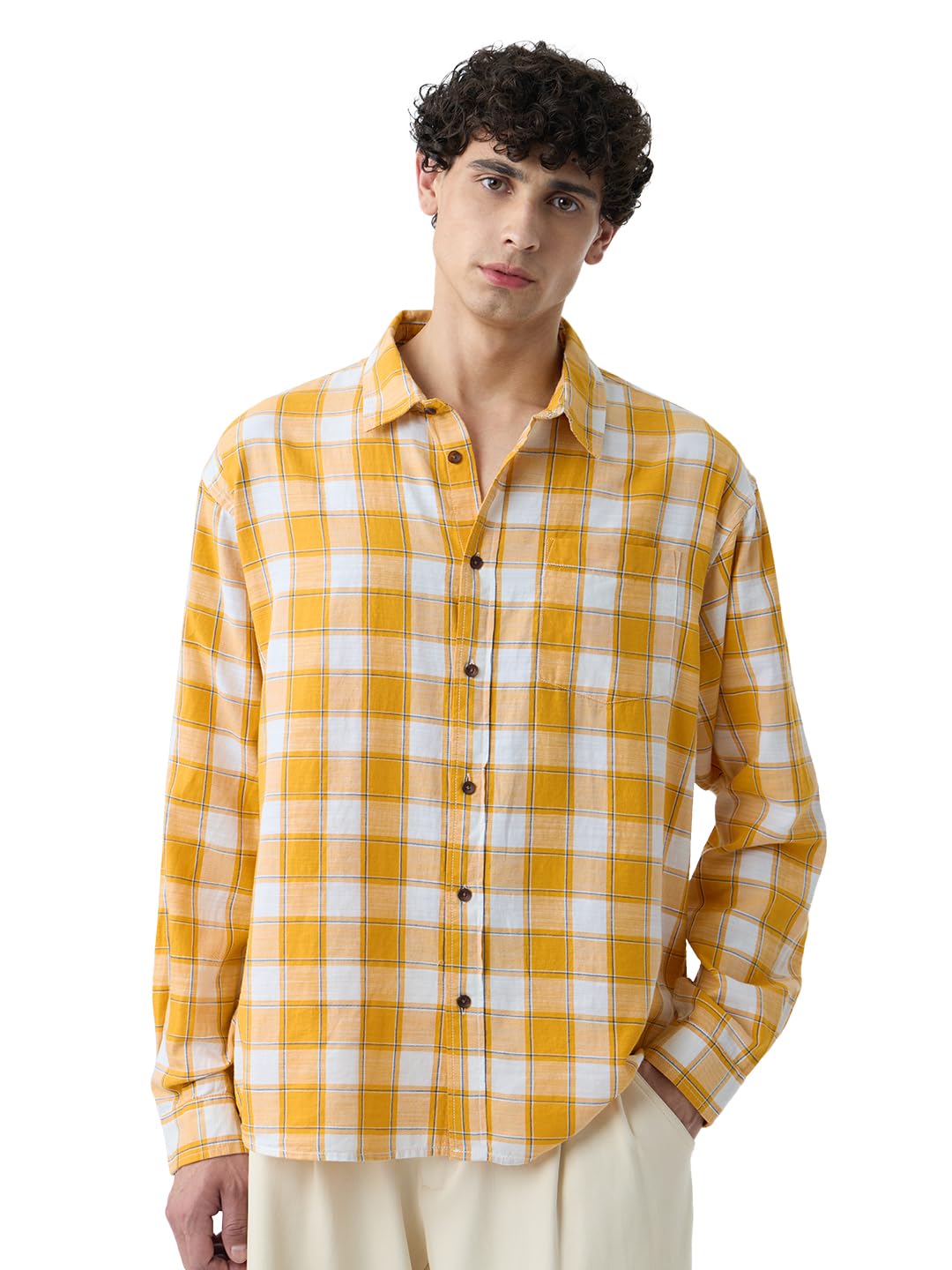 The Souled Store Plaid: Amber Gold Men Relaxed Shirts