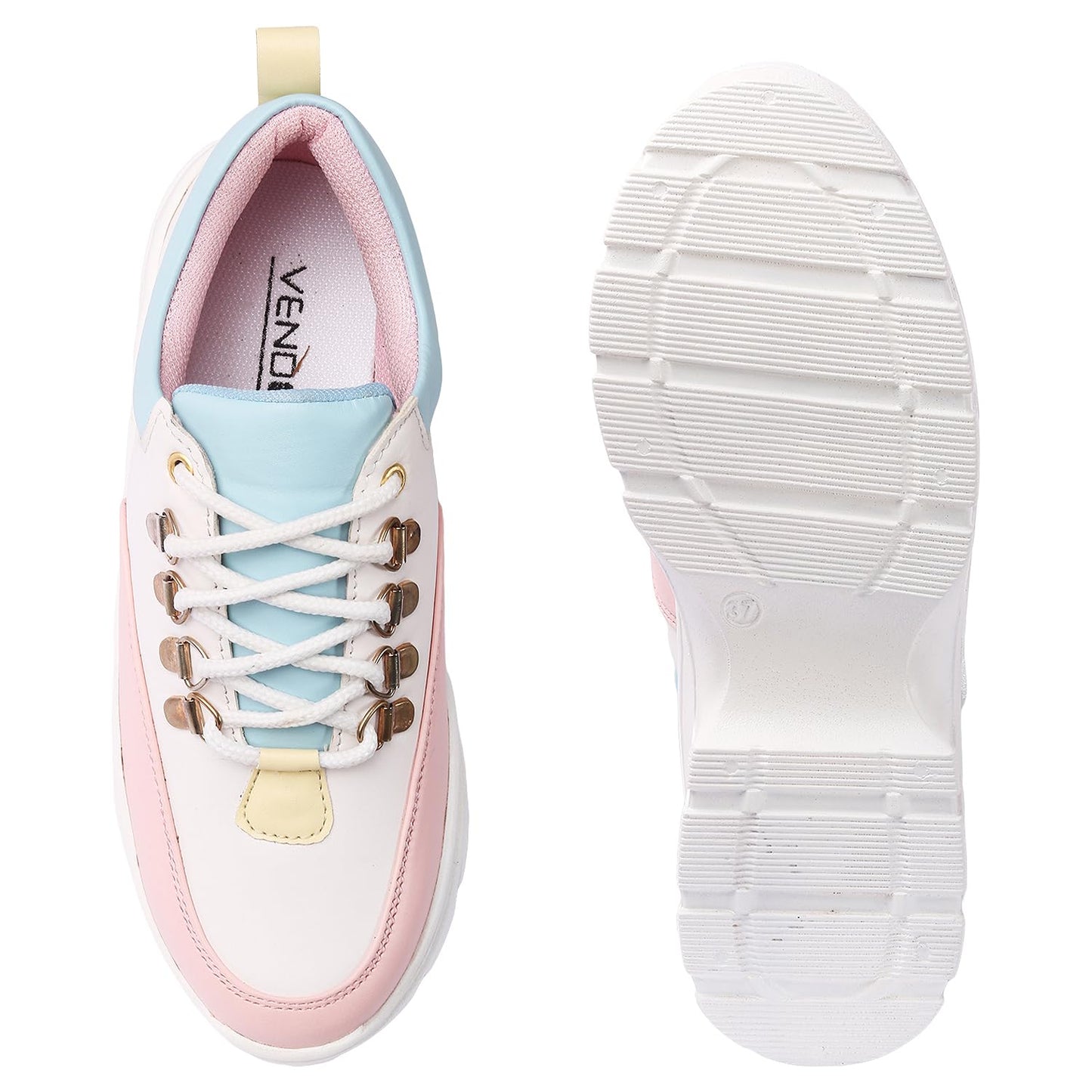 LENSBURY Women's Shoes for Walking Gym Training, Casual, Sports, Slip-On, Lightweight Lace up Athletics Slipon Running Sneaker for Ladies and Girls LBCNV6051PNK-39 Pink