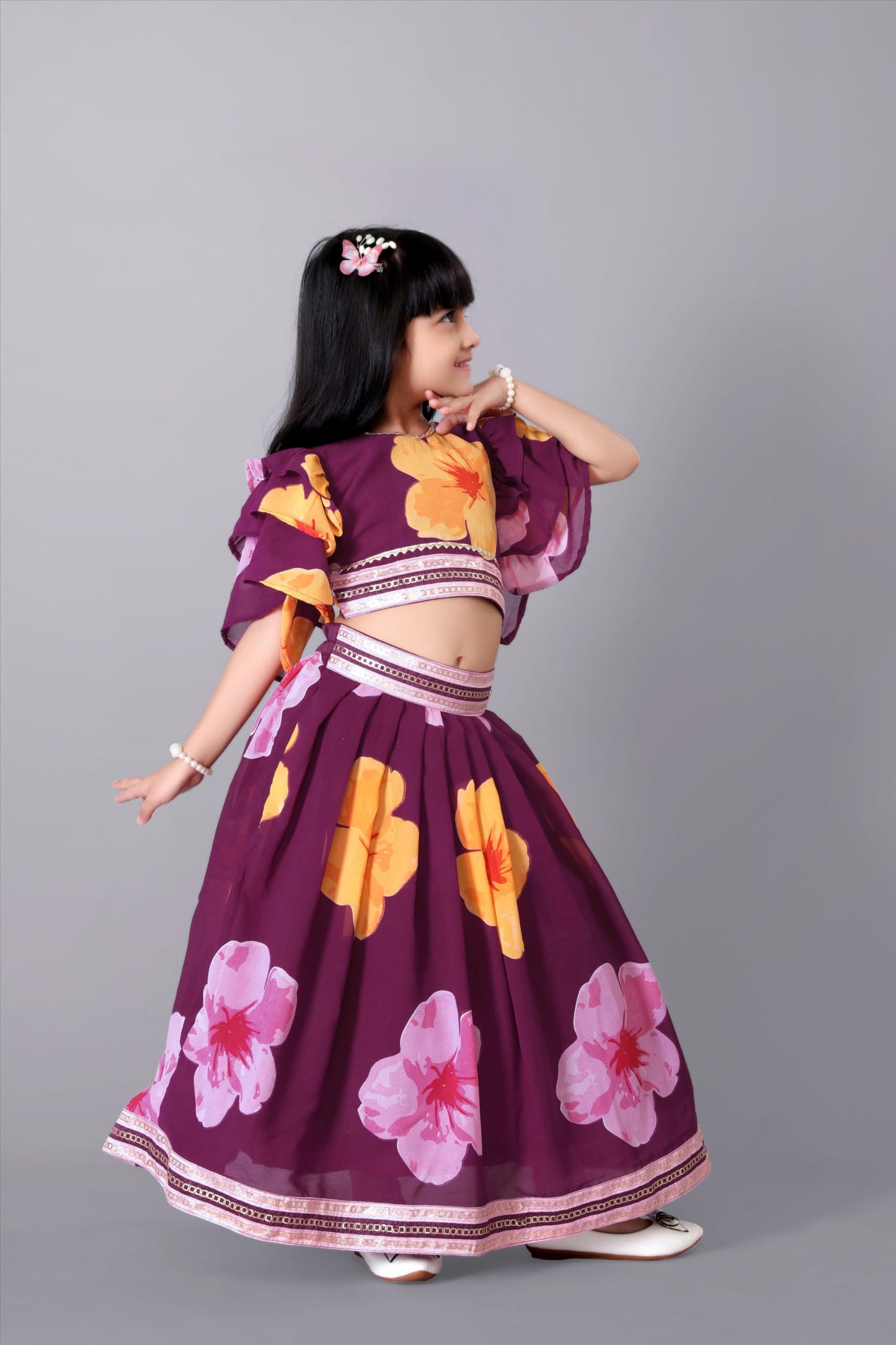 satyamfab Gorgeous Girl's Lehenga Choli - Thick Fox Georgette Print Fabric, Completely Stitched, Suitable for Weddings, Festivals