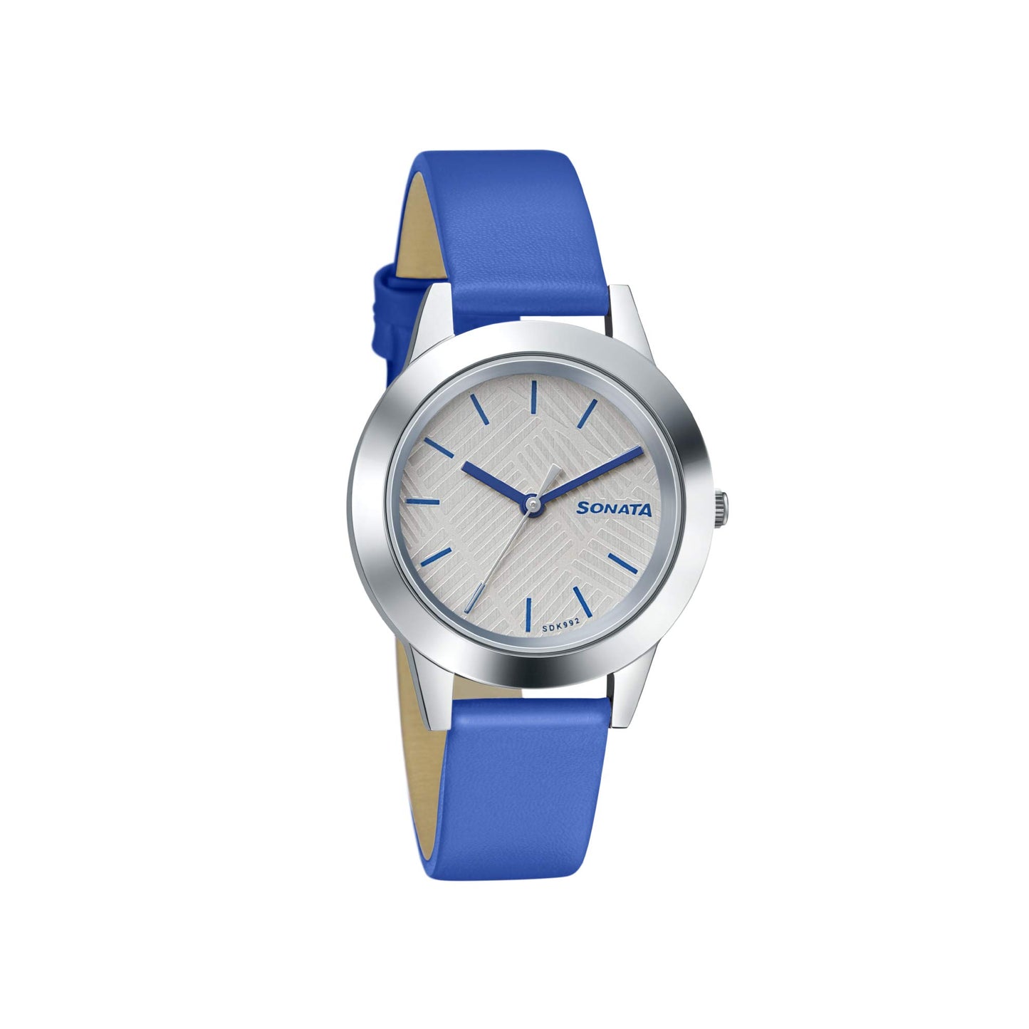 Sonata Splash White Dial Women Analog Watch With Leather Strap-NR87019SL15