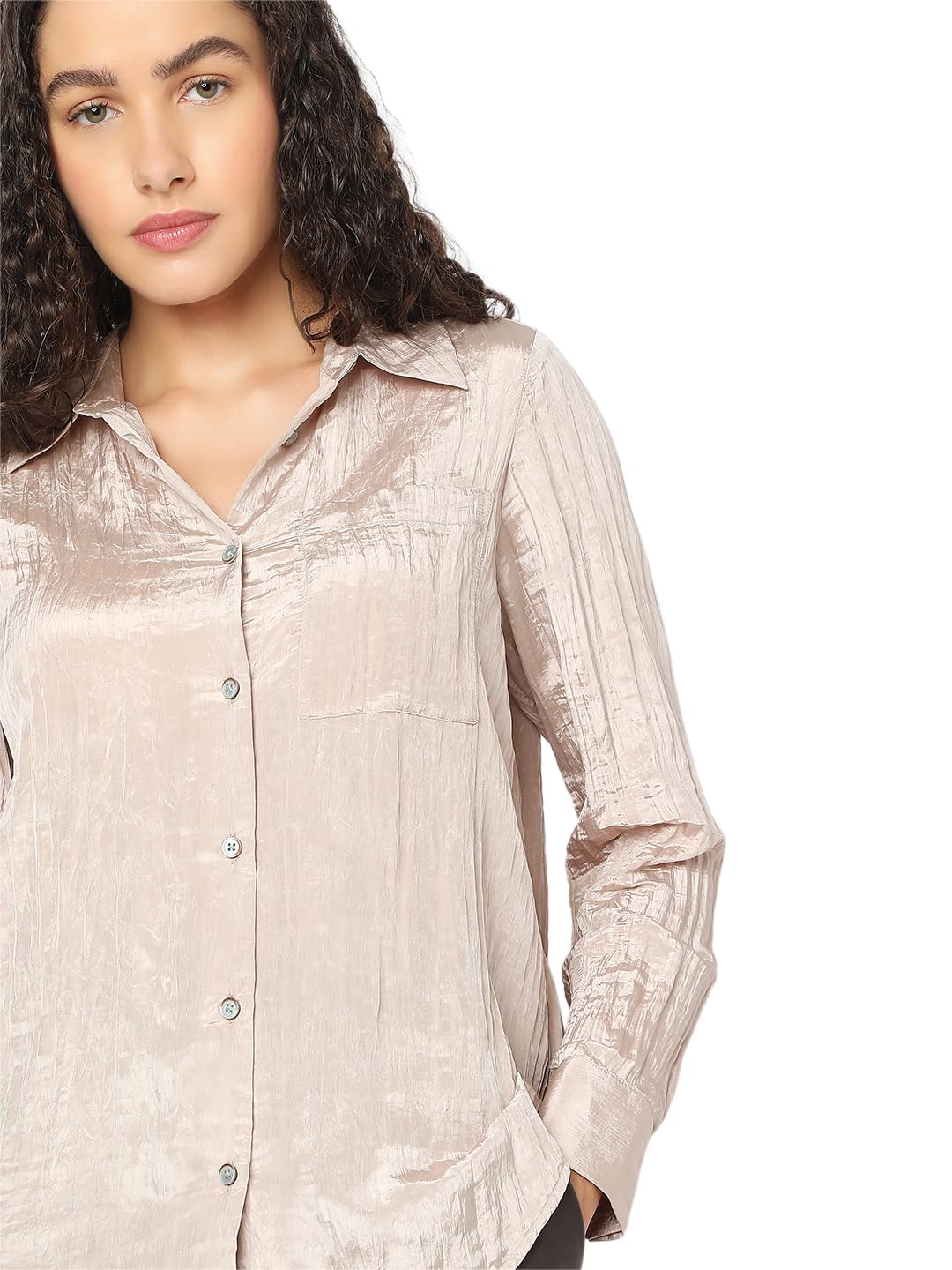 VERO MODA Womens Regular Fit Beige Shirt