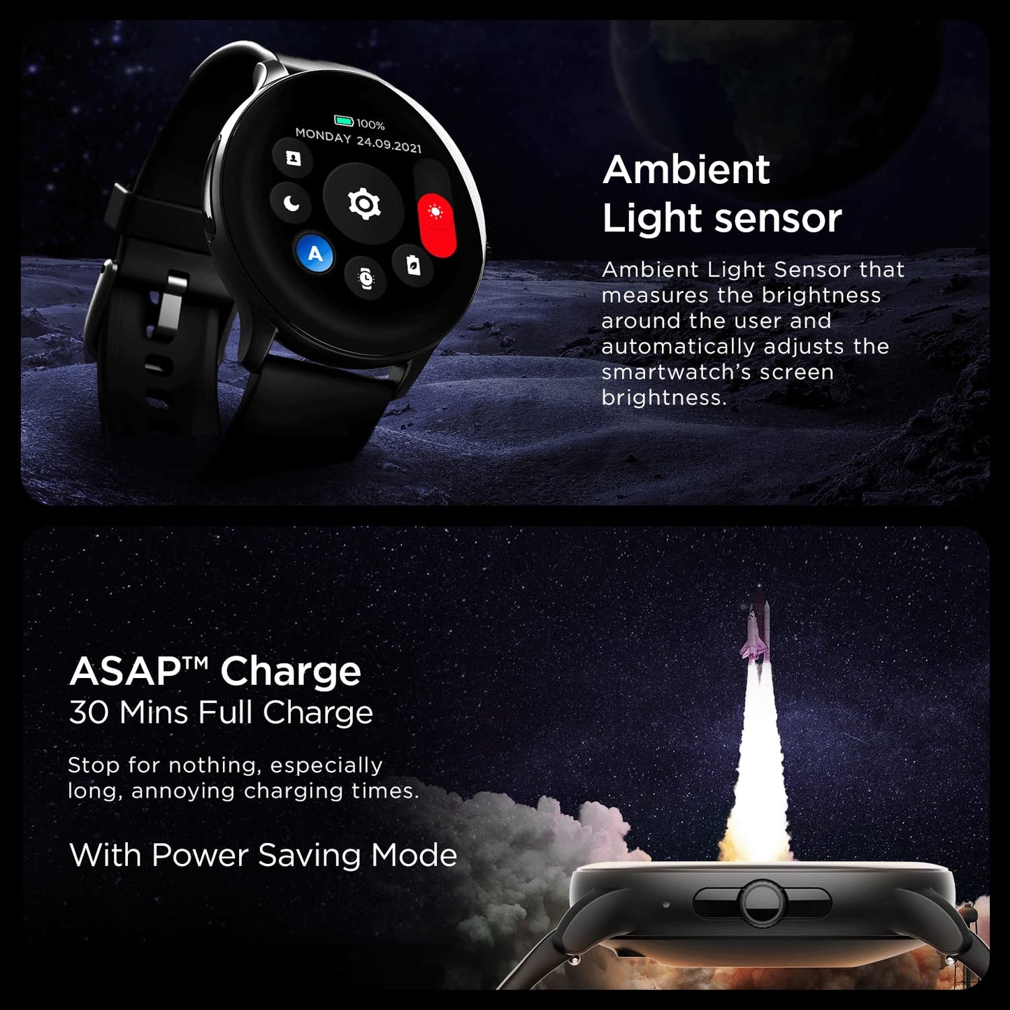 boAt Lunar Call Pro Smart Watch with 1.39 AMOLED Display, BT Calling,DIY Watch Face Studio, Coins, SensAI(Cricket Analysis),Apollo 3 Blue Plus Processor,Ambient Light Sensor(Charcoal Black)