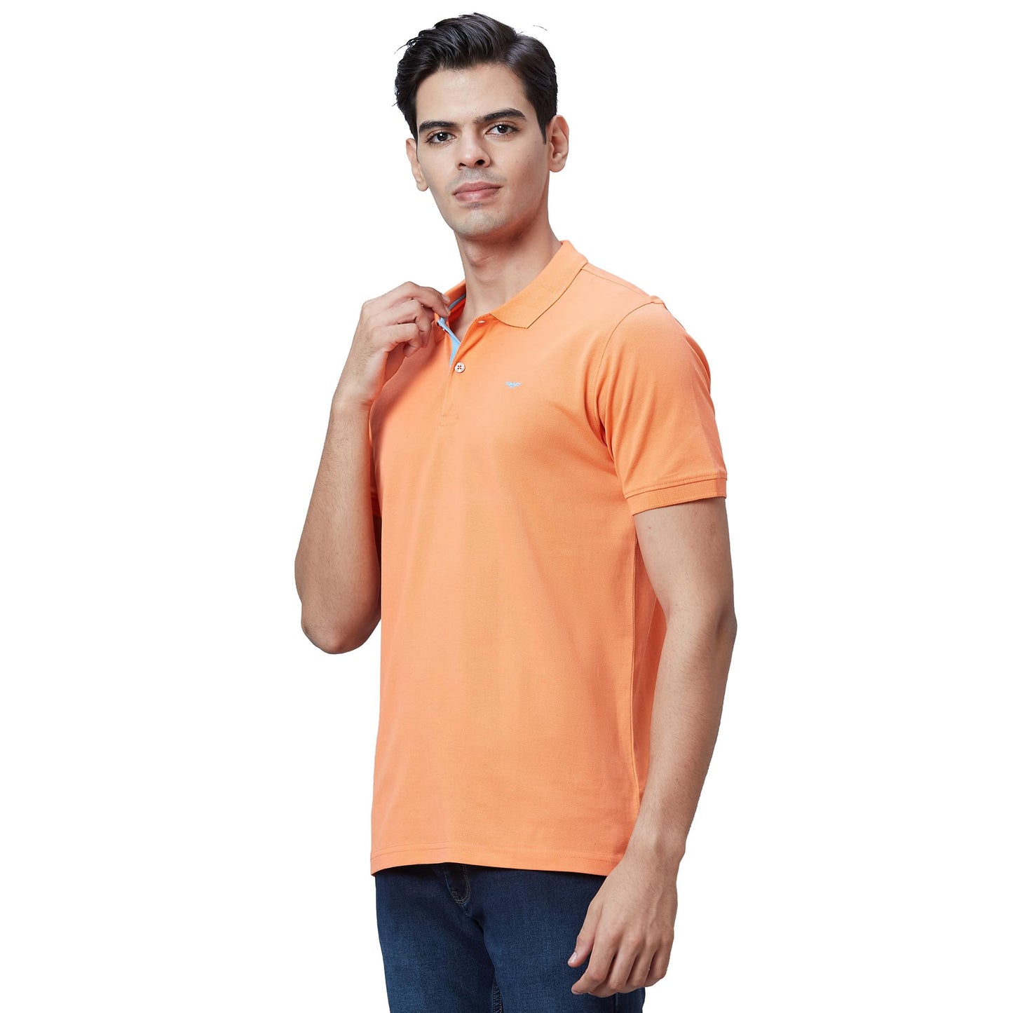 Park Avenue Men's Slim Fit Pure Cotton Half Sleeve Polo Neck Print Pattern Red Casual T-Shirt (Size: 44)-PCKB01140-R3
