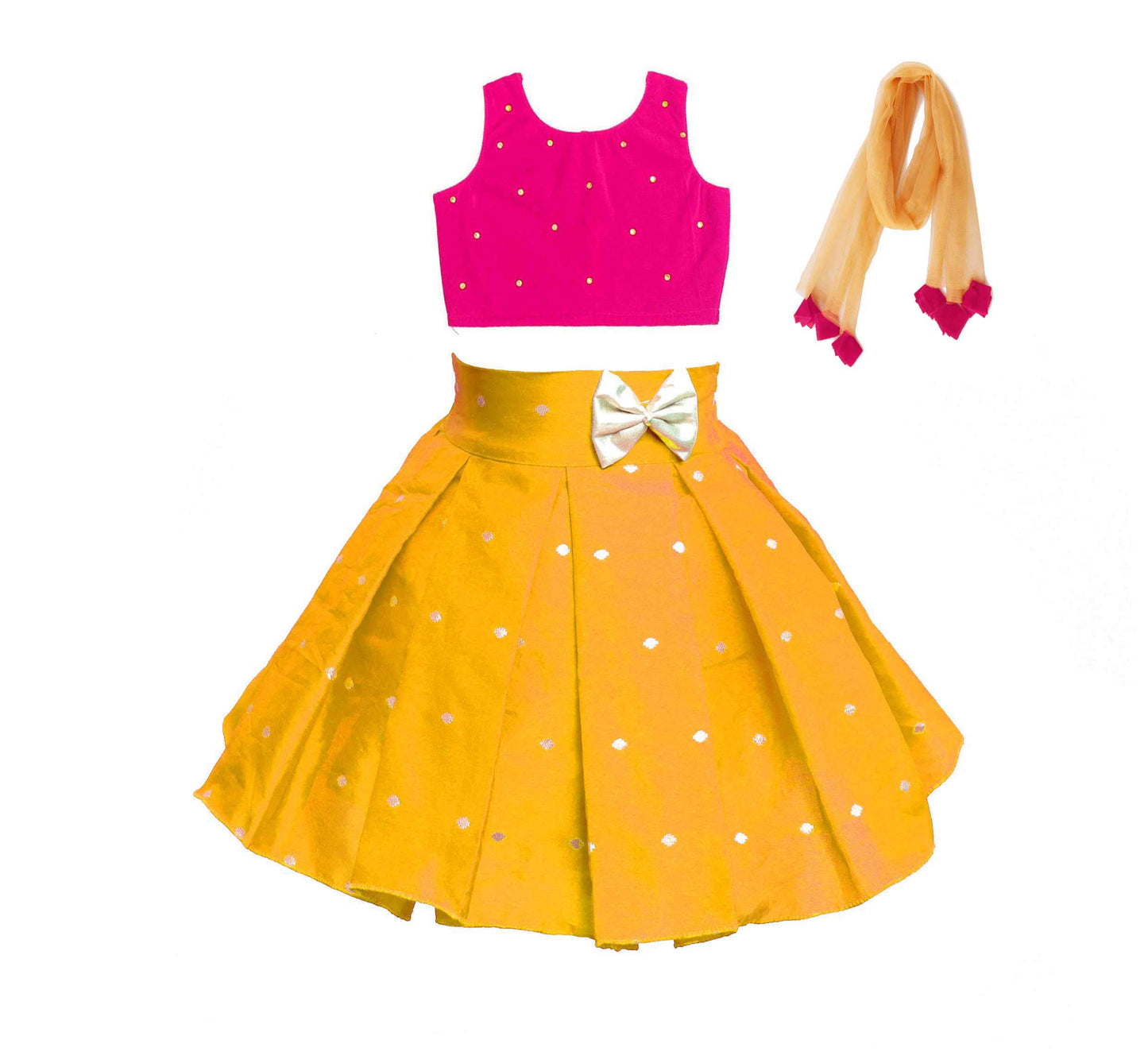 MVD Fashion Girls kids Lehnga choli set regular fit (Rani, Mustured color) (3-4 year)