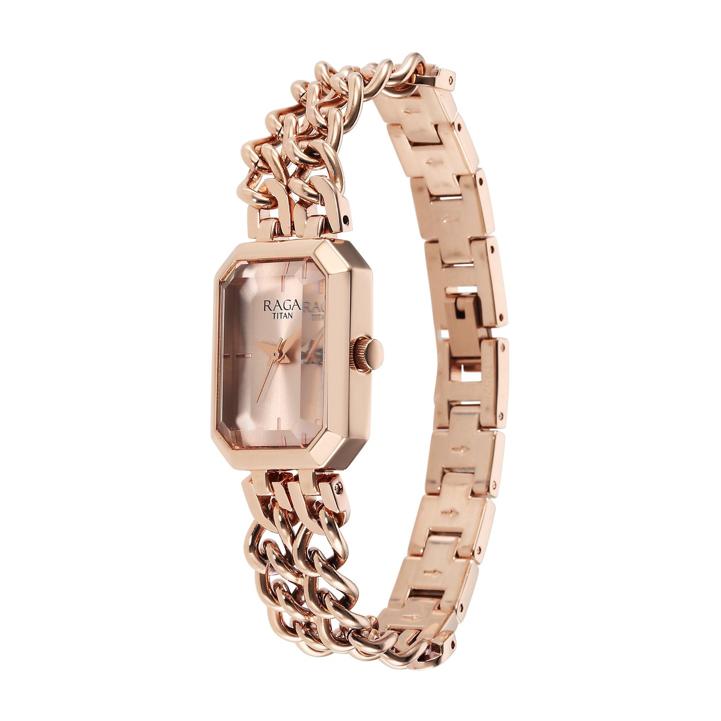 Titan Raga Showstopper Quartz Analog Rose Gold Dial Rose Gold Metal Strap Watch for Women - NS95283WM01
