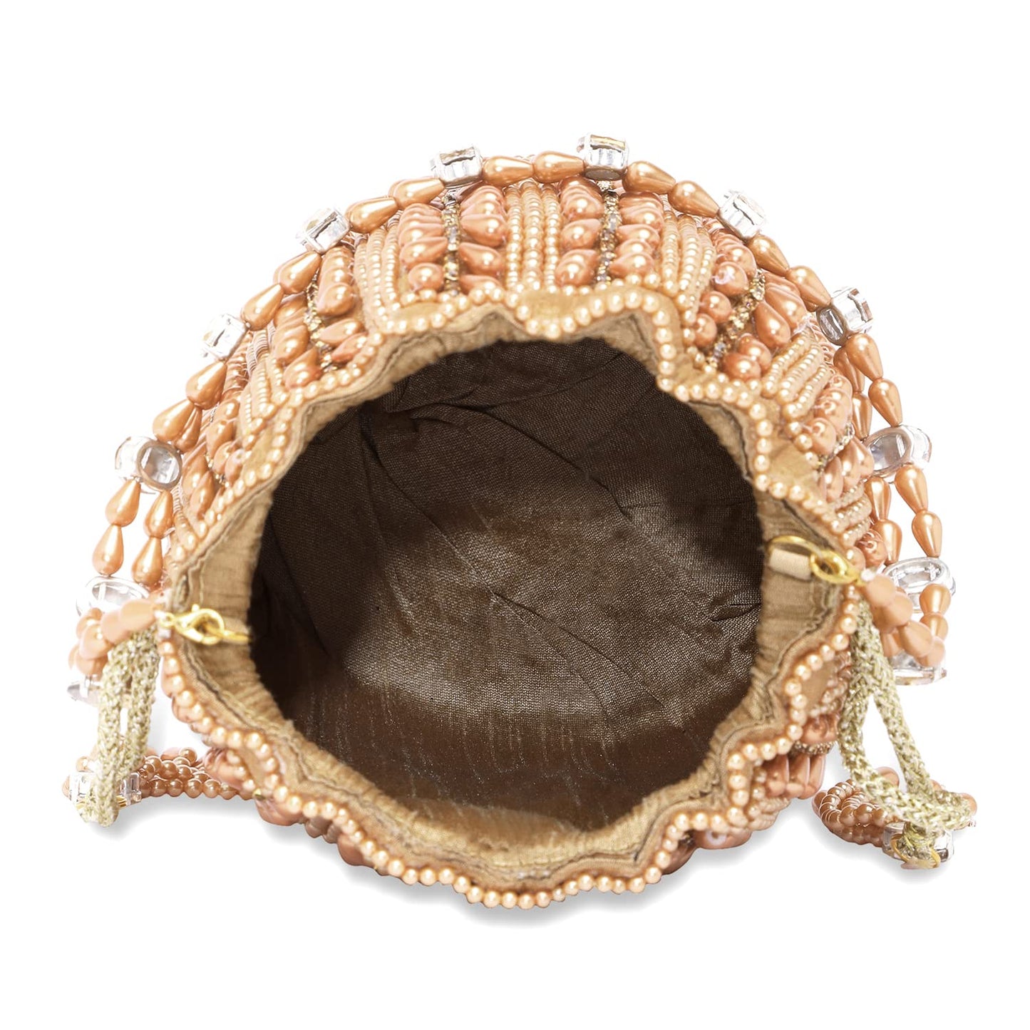 Peora Rose Gold Potli Bags for Women Evening Bag Clutch Ethnic Bride Purse with Drawstring(P36C)