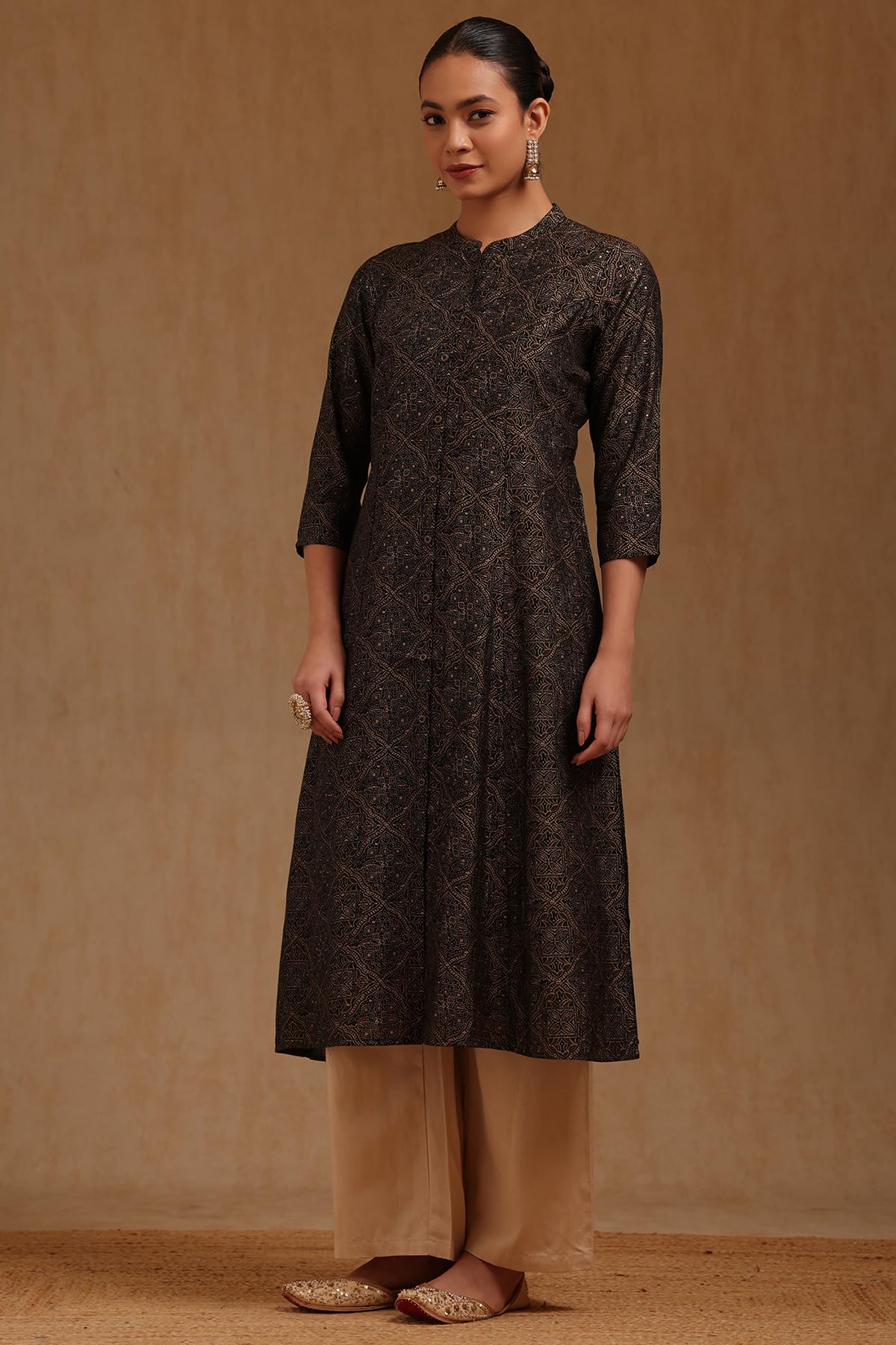 Soch Womens Black Muslin Ethnic Motifs Kurta