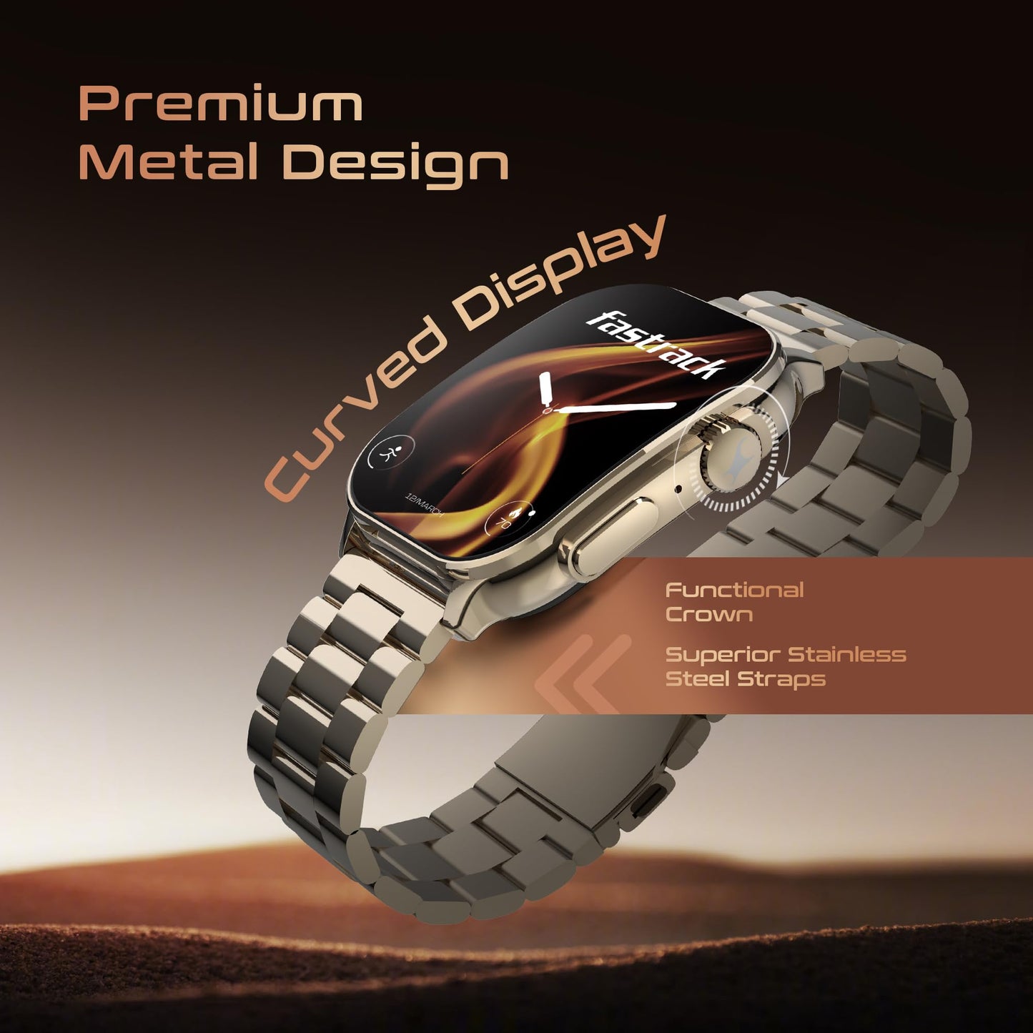 Fastrack Astor FS2 Pro Smart Watch, 1.96” AMOLED Display, 410 * 502 Pixel Resolution, SingleSync BT Calling, AI Voice Assistant, 100+ Sports Modes & Smartwatch Faces, Upto 5 Day Battery, IP68