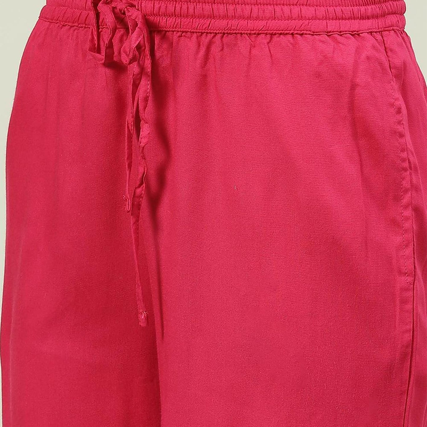 BIBA Women Solid Straight Bottom WEAR(Bottom W18336_Fuchsia_XXL), Mid Rise