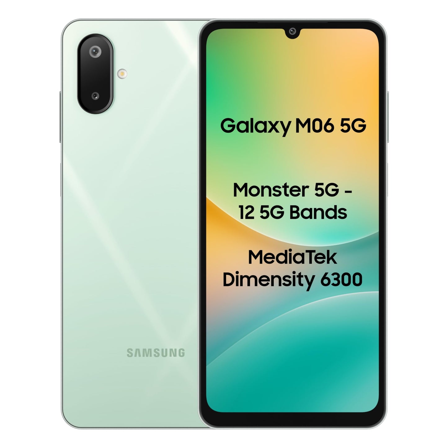 Samsung Galaxy M06 5G (Sage Green, 4GB RAM, 64GB Storage) | MediaTek Dimensity 6300 | AnTuTu Score 422K+ | 12 5G Bands| 25W Fast Charging | 4 Gen. of OS Upgrades | Without Charger