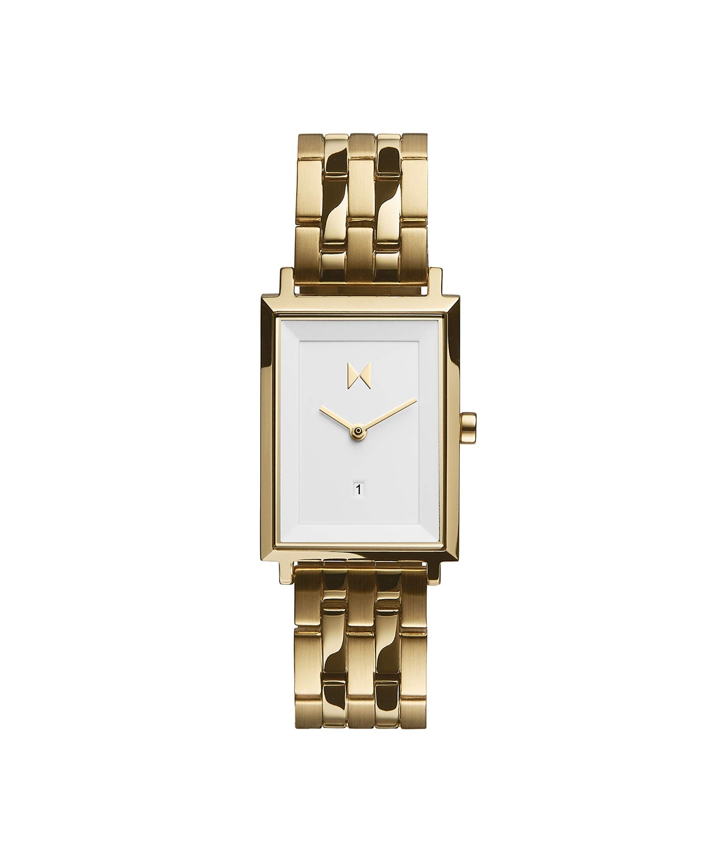 MVMT Stainless Steel Signature Square Analog White Dial Women Watch-D-Mf03-G, Gold Band