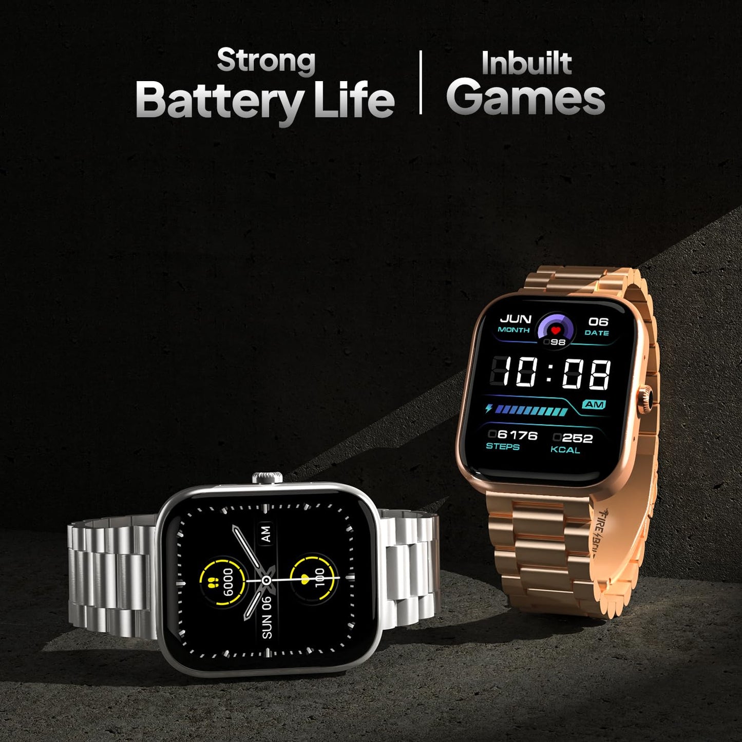 Fire-Boltt Encore Stainless Steel Smart Watch with 1.83” Full Touch Screen Display,240 * 284 PPI, Bluetooth Calling,10-Days Battery Life,IP67 Water Resistant,Upgraded Health Sensors (Rose Gold)