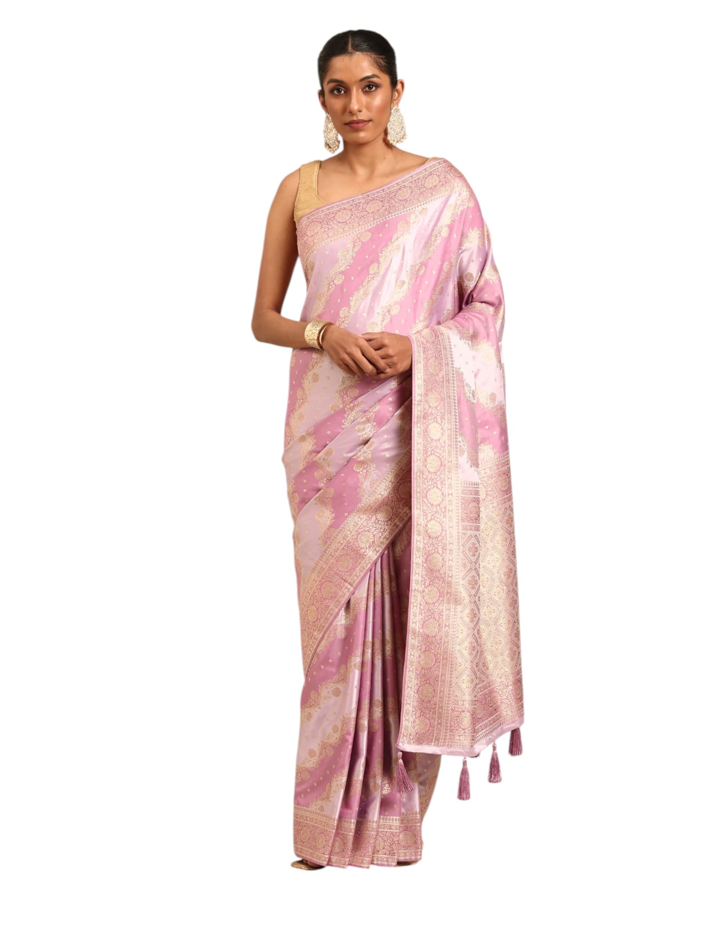MOHEY Women's Art Silk Bel Patterned Saree with Floral Borders Saree