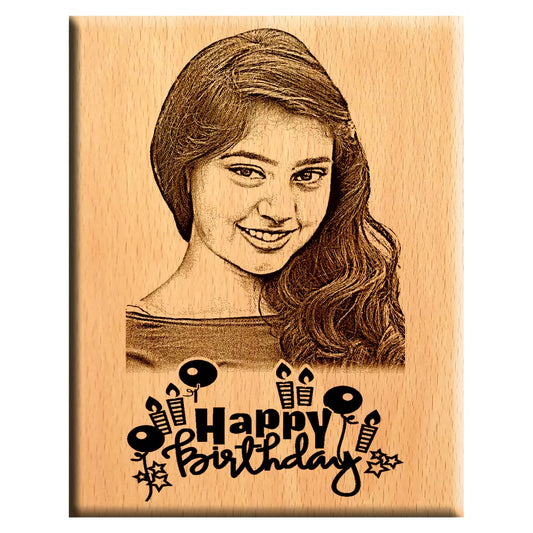 Giftanna Birthday Gift For Women Wooden Personalized Rectangular Photo Frame (5X4 Inches, Brown), Tabletop