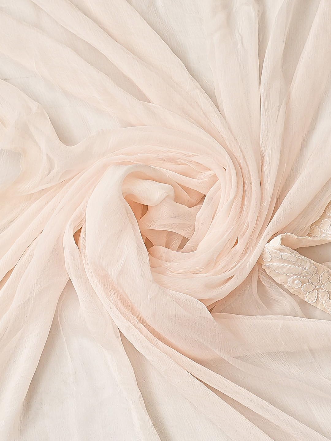 Ada Hand Embroidered Lucknowi Chikankari Unstitched Cotton Dress Material Suit Piece with Dupatta for Women 01A871559 Peach