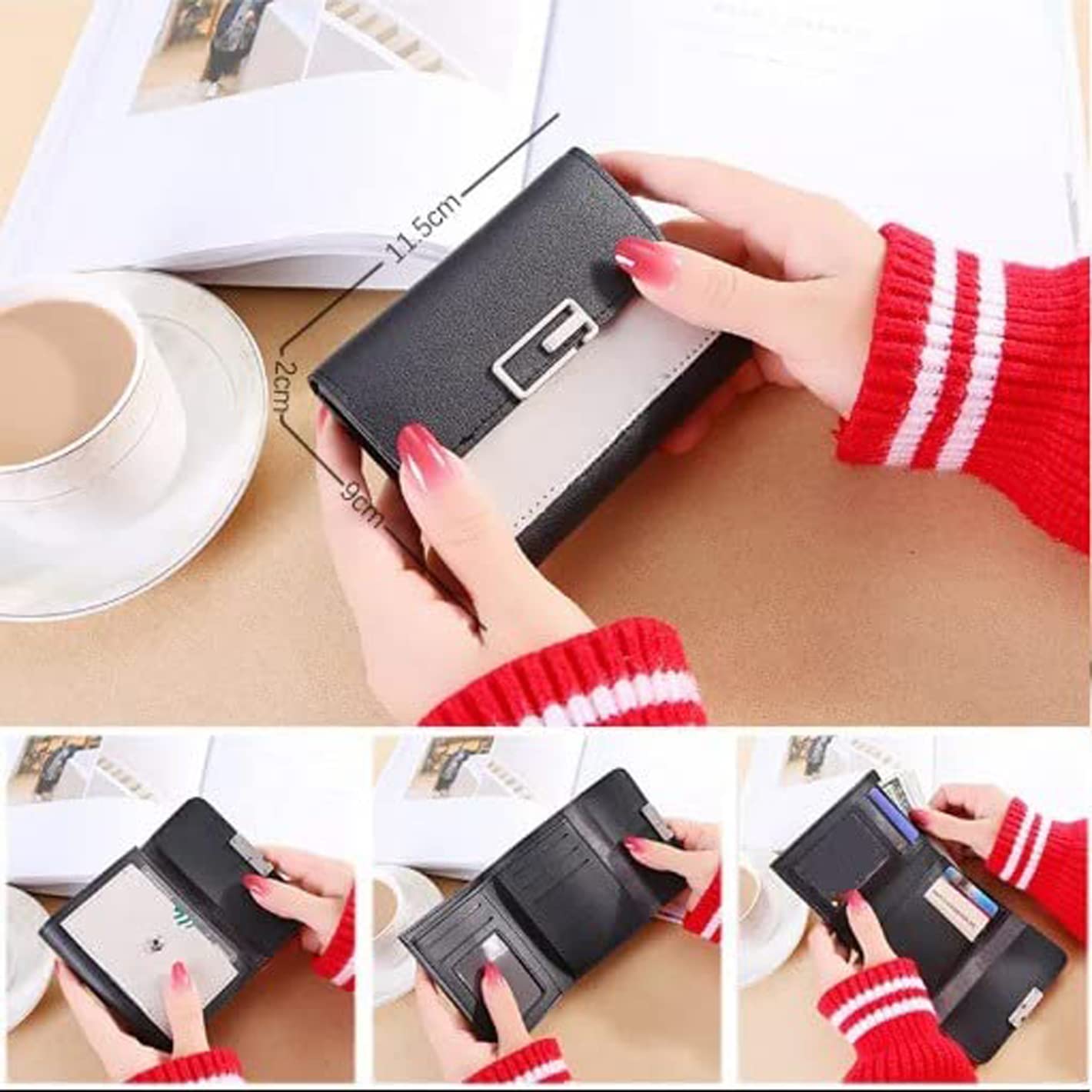 ARURA (LABEL) Tri-Fold Women’s Student Coin Bag for Women Ladies Bag Card Holder (Random Color) (Small)