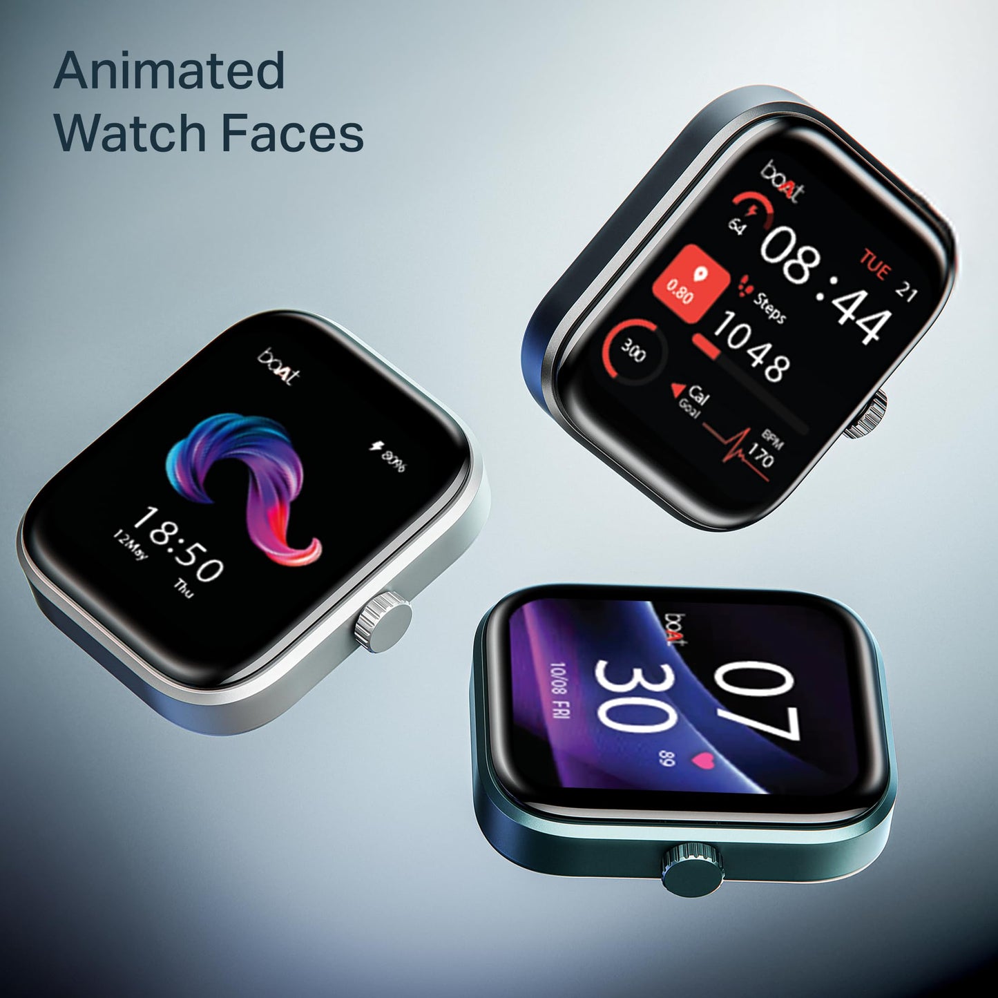 Boat Wave Call 3 Smartwatch 1.83” HD Display with Animated Watch Faces; BT Calling, Functional Crown, Multiple Sports Modes, IP68, HR, SpO2 Monitor, Smart Watches for Men & Women (Metallic Black)