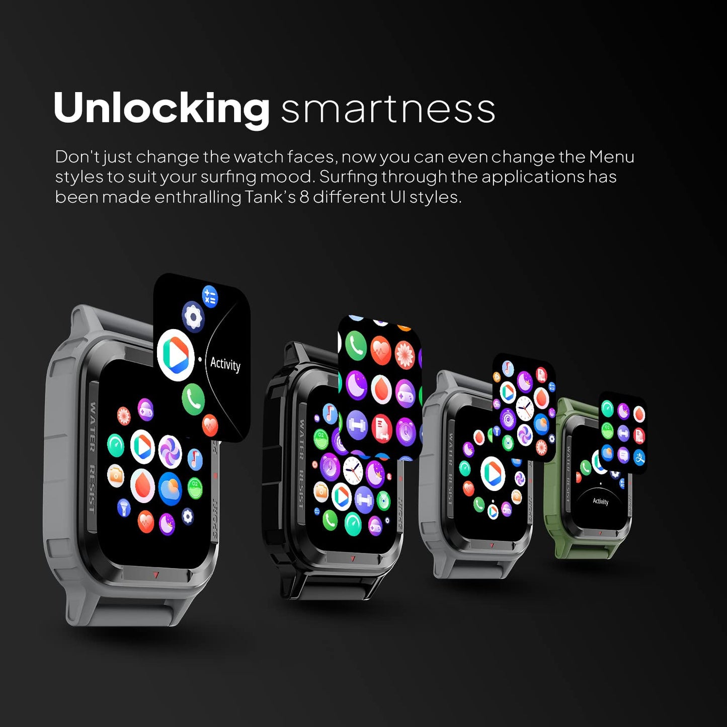 Fire-Boltt Tank 1.85" Outdoor Rugged Bluetooth Calling Smart Watch, 123 Sports Mode, 8 UI Interactions, Built in Speaker & Mic, 7 Days Battery (Grey)