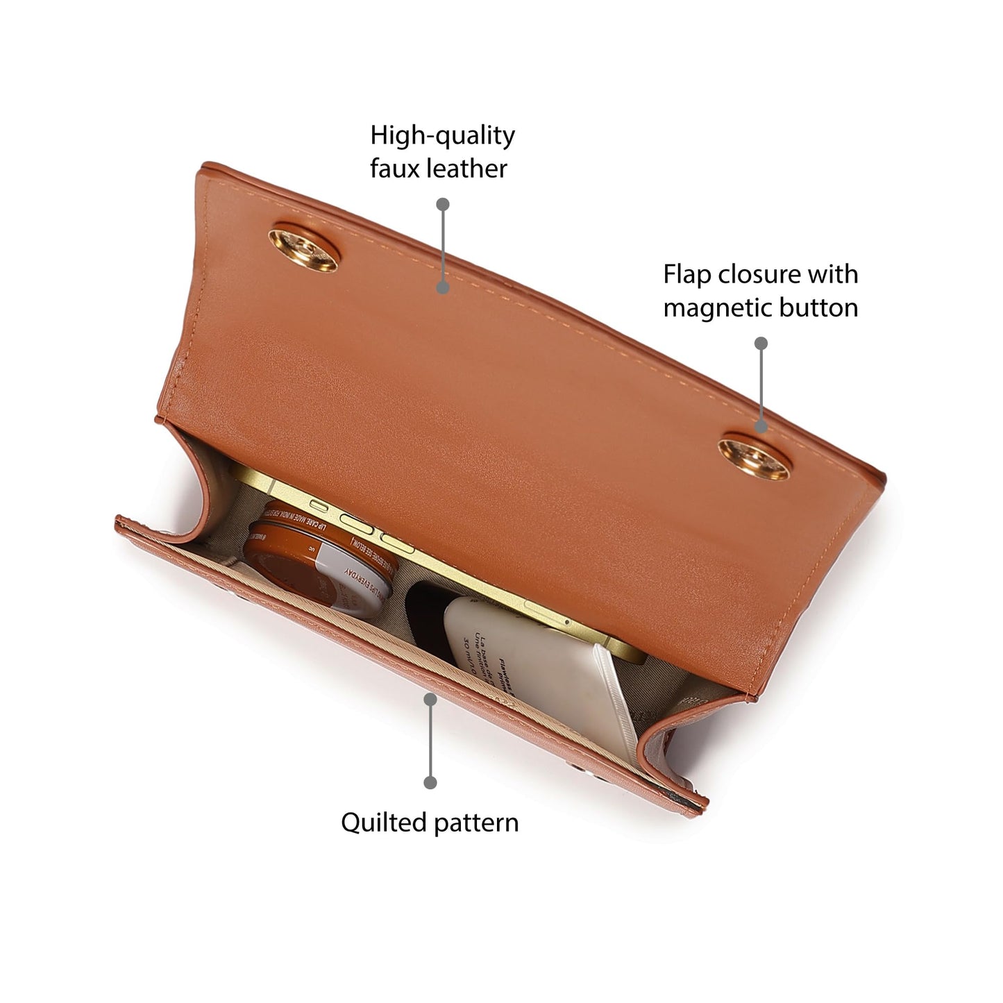 Fastrack Quilted Pattern Sling Bag For Women | Faux Leather Sling With Metal Chain Handle and Adjustable Belt | Flap Closure With Magnetic Lock and Trendy Charm | Trendy Women's Handbags