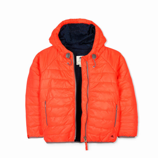 Cherry Crumble Orange Solid Polyester Full Sleeves Hooded Casual Wear Regular Fit Winter Jacket For Girls