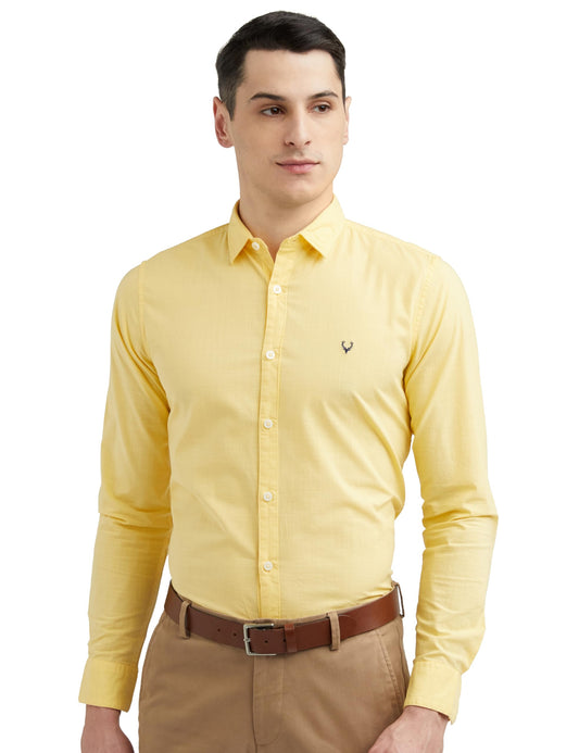 Allen Solly Men's Cotton Solid Slim Fit Shirt (ASSFWMOF067723_Yellow 42)