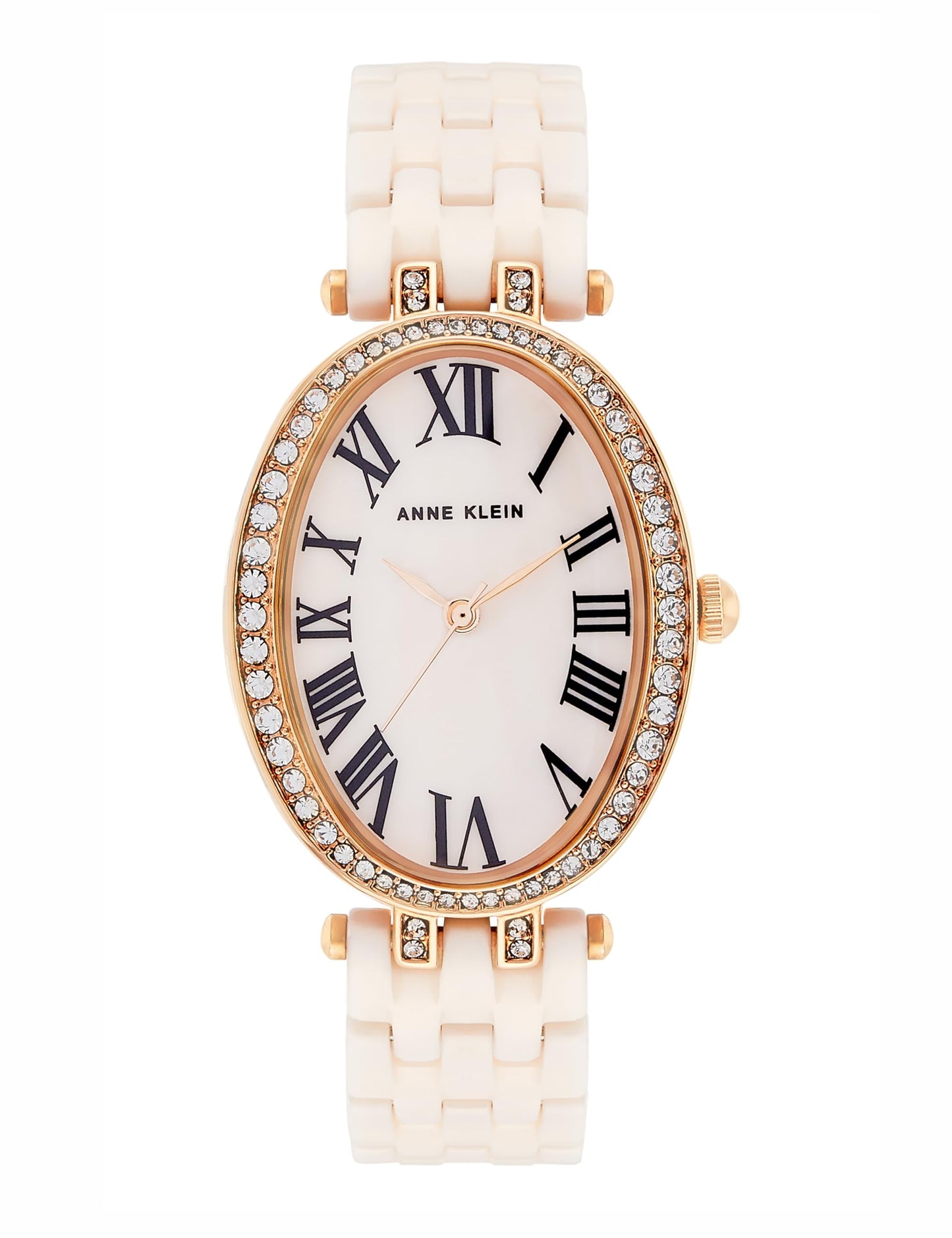 Anne Klein Quartz Analog Pink Dial Rose Gold with Pink Ceramic Strap Watch for Women