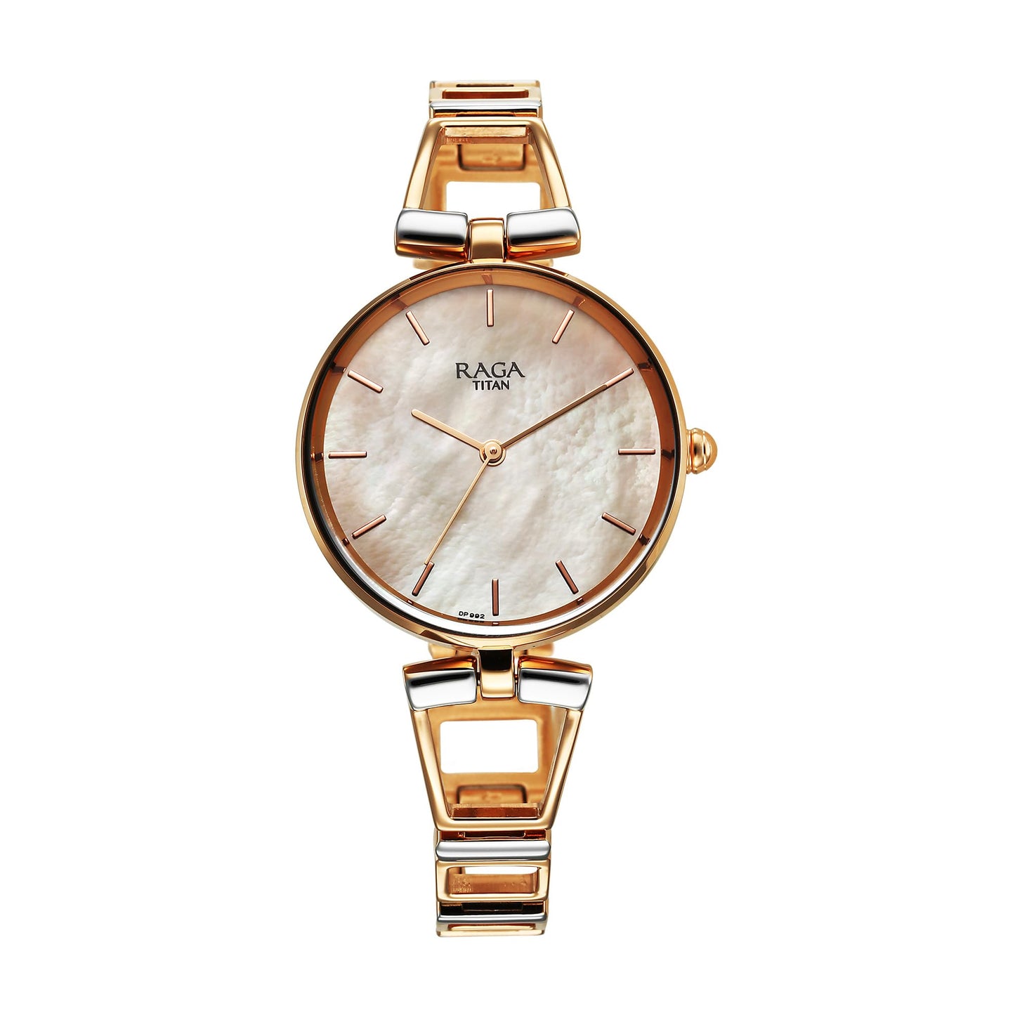 Titan Raga Ascend Quartz Analog Rose Gold Dial with Rose Gold Brass Strap Watch for Women