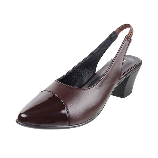 Metro Women's Brown Faux Leather Pointed Heel Formal Fashion Sandal