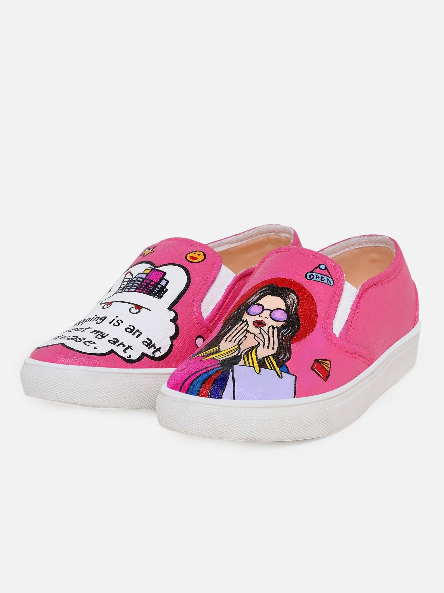 THE QUIRKY NAARI Shopaholic Slipons Stylishly Playful Fit | Pink