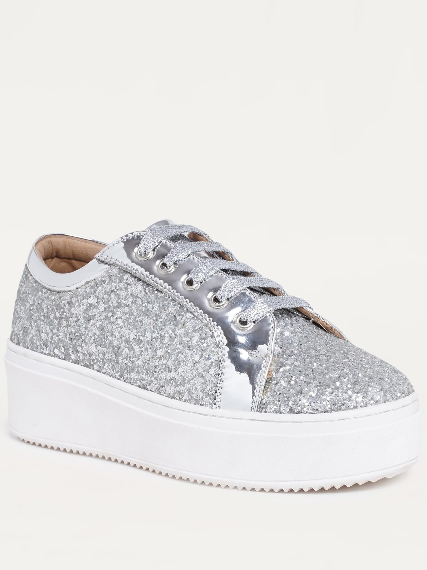 THE QUIRKY NAARI Glitterati Sneakers - Silver with Rich Design and Premium Look | Silver