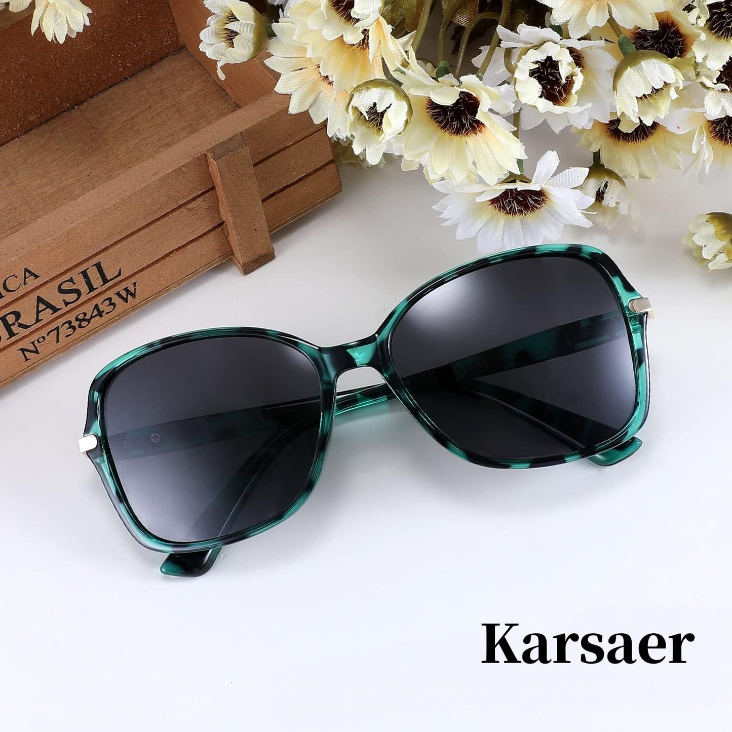 Karsaer Vintage Polarized Sunglasses Cat Eye Ladies Sunglasses Oval sunglasses for Women Stylish E1055
