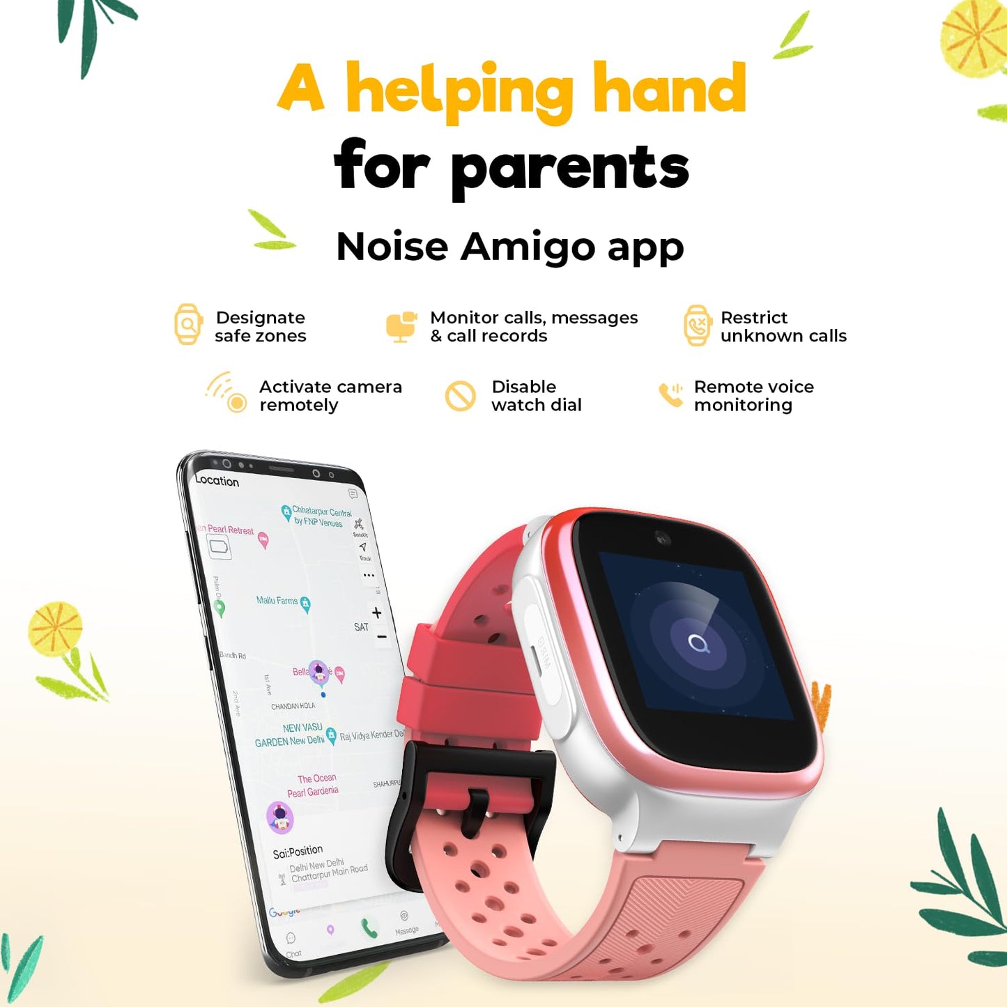 Noise Explorer Kids Smart Watch with GPS Tracking, 2-Way Video & Voice Calling, Safe Zone Alert, School Mode, SOS, Habit Formation, App for Parents (Wonder Pink)