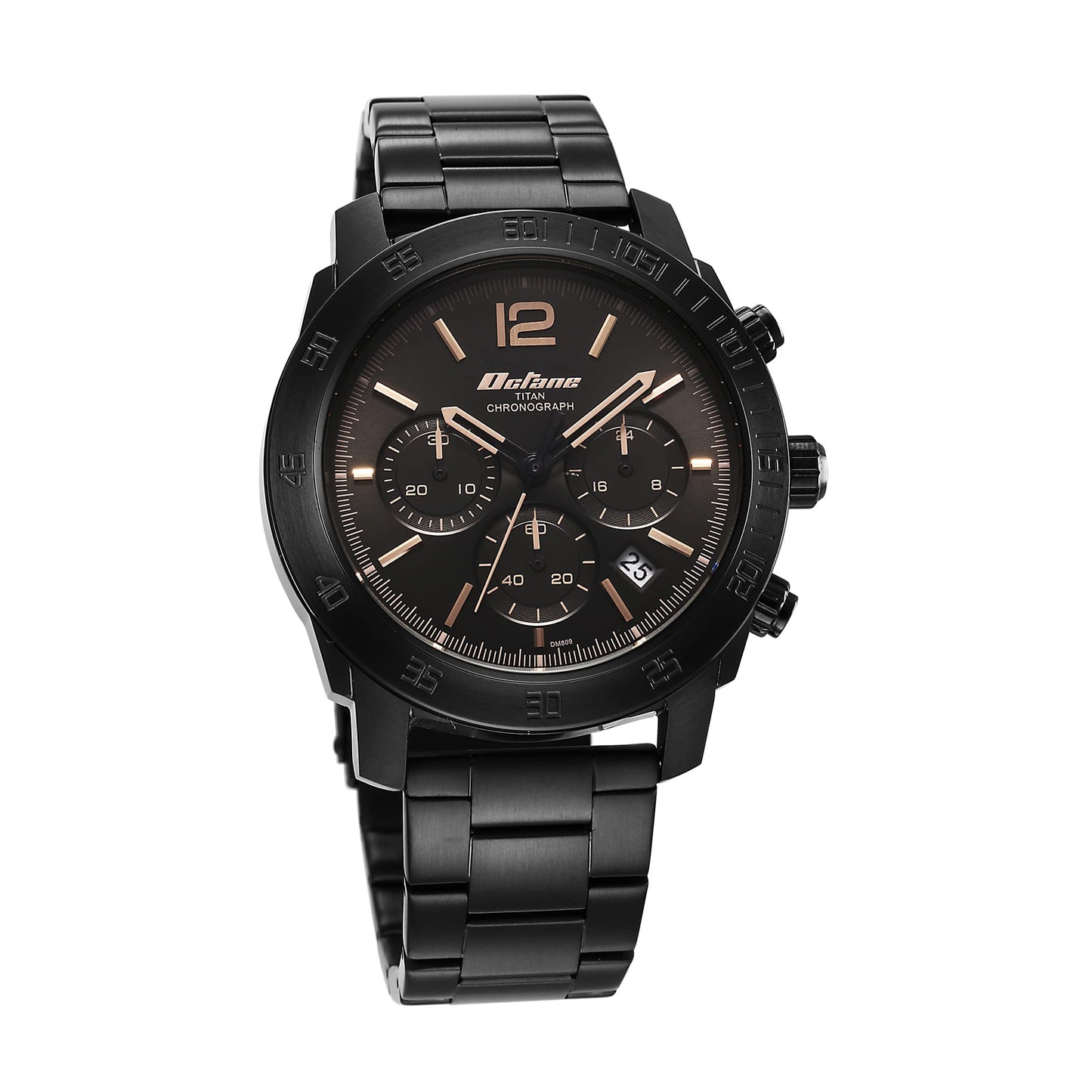 Titan Octane Classic Sporty Quartz Chronograph Black Dial Stainless Steel Strap Watch for Men-NS90157NM01